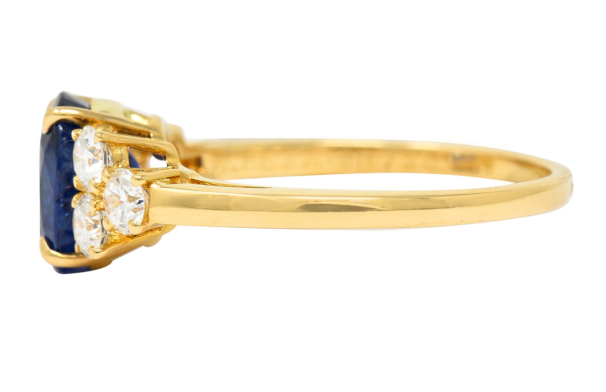 French Alexandre Reza 2.68 CTW No Heat Burma Sapphire Diamond 18 Karat Yellow Gold Ring AGL Wilson's Estate Jewelry