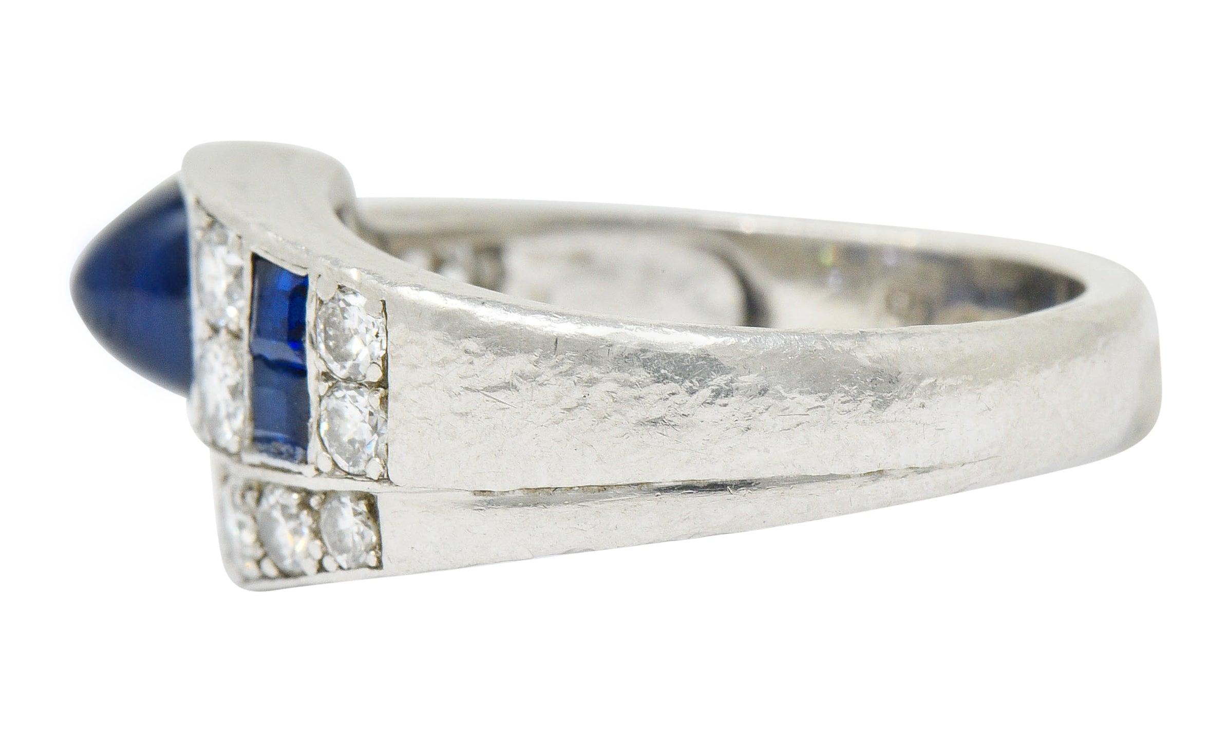 Art Deco Maurice Tishman Sapphire Diamond Platinum Band RingRing - Wilson's Estate Jewelry