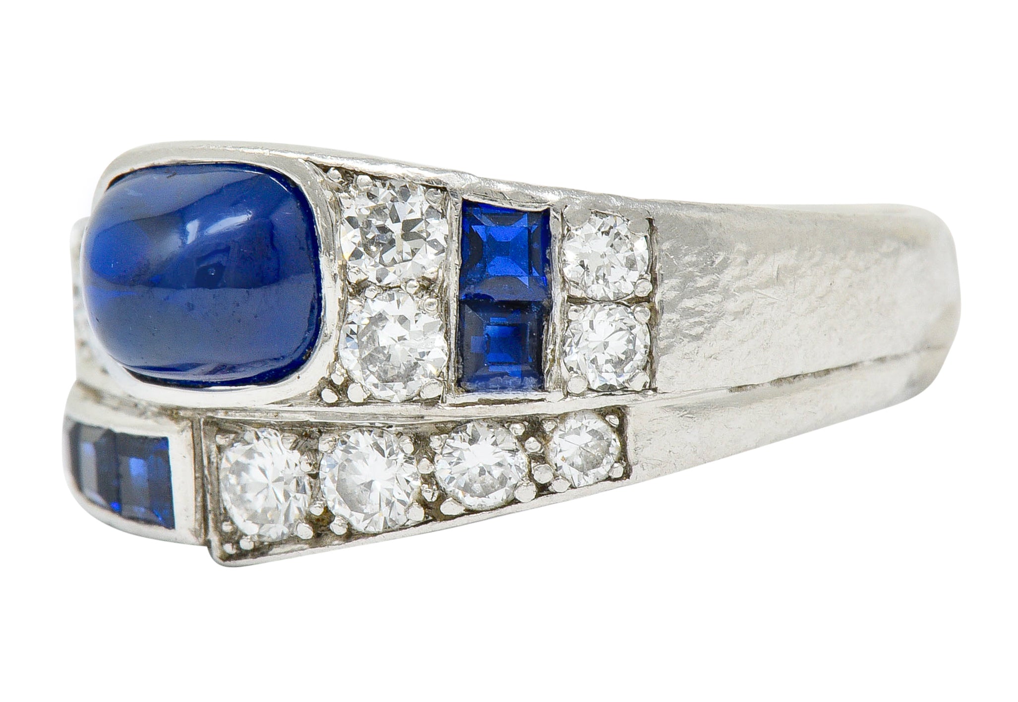 Art Deco Maurice Tishman Sapphire Diamond Platinum Band RingRing - Wilson's Estate Jewelry