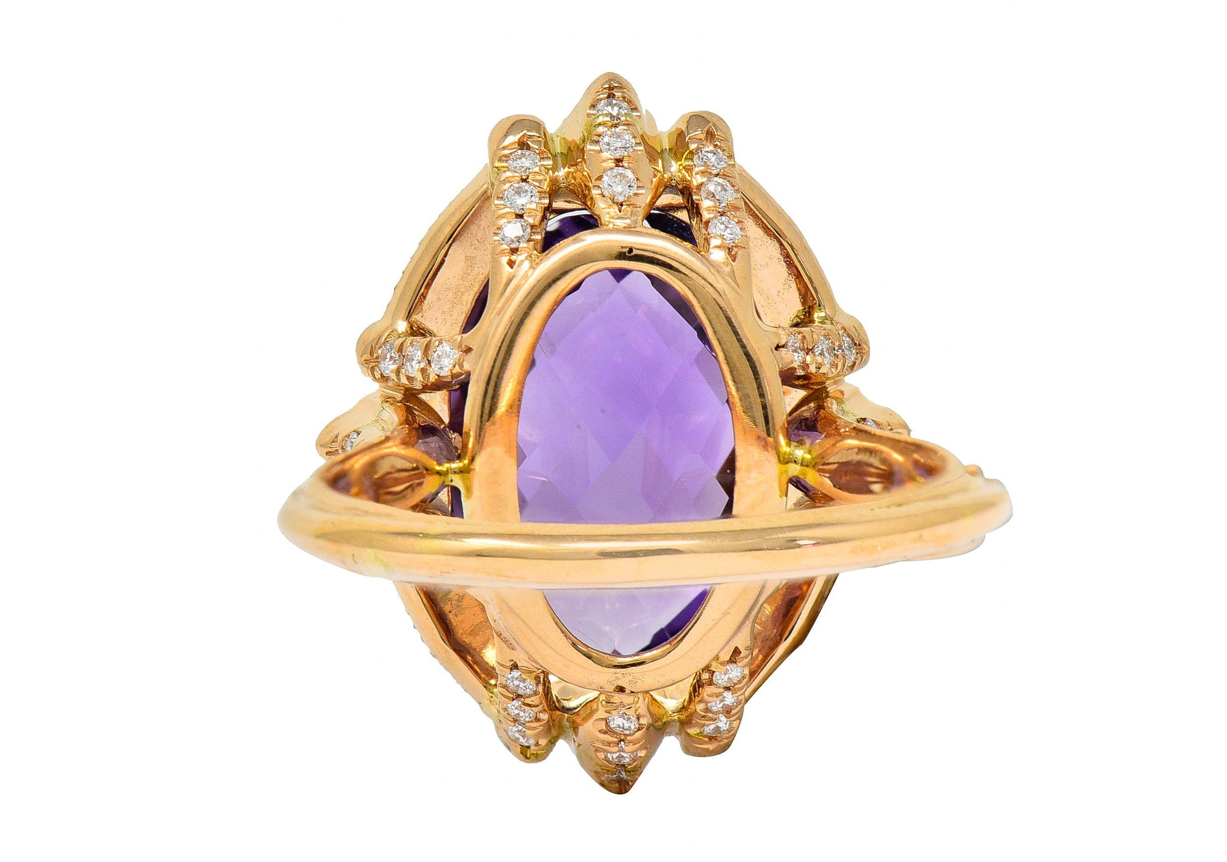 Romantic Amethyst Diamond 18 Karat Rose Gold Cocktail RingRing - Wilson's Estate Jewelry