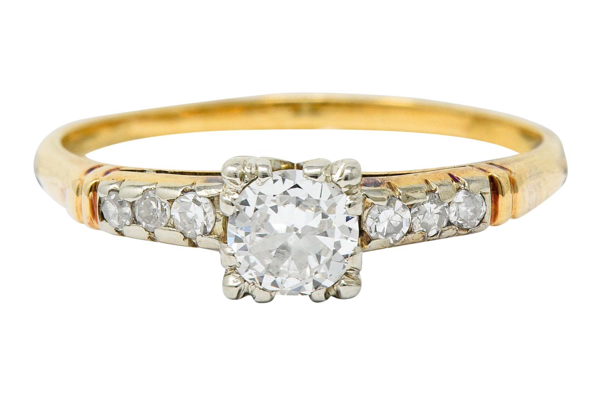 Early Art Deco 0.50 CTW Diamond 14 Karat Two-Tone Gold Engagement RingRing - Wilson's Estate Jewelry