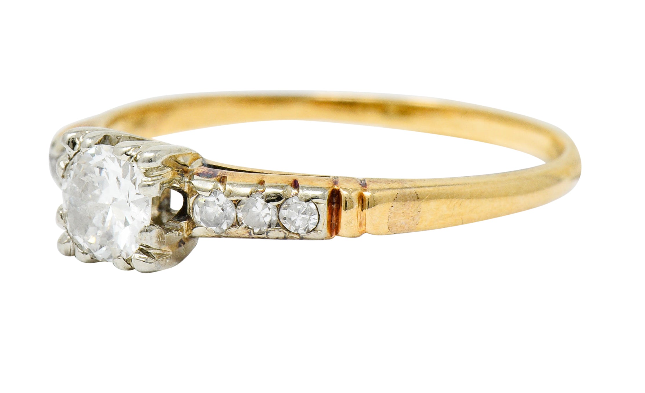 Early Art Deco 0.50 CTW Diamond 14 Karat Two-Tone Gold Engagement RingRing - Wilson's Estate Jewelry