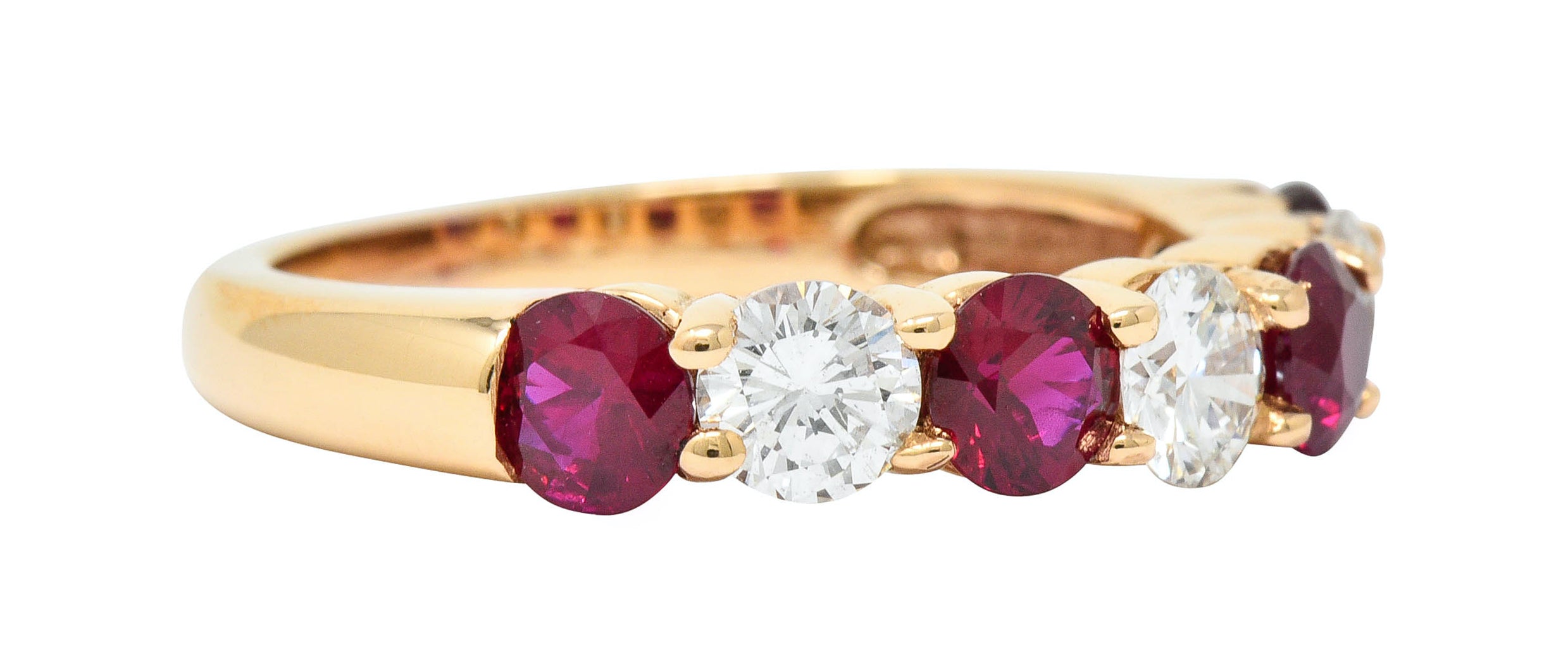 Vintage 1.92 CTW Diamond Ruby 18 Karat Rose Gold Band RingRing - Wilson's Estate Jewelry