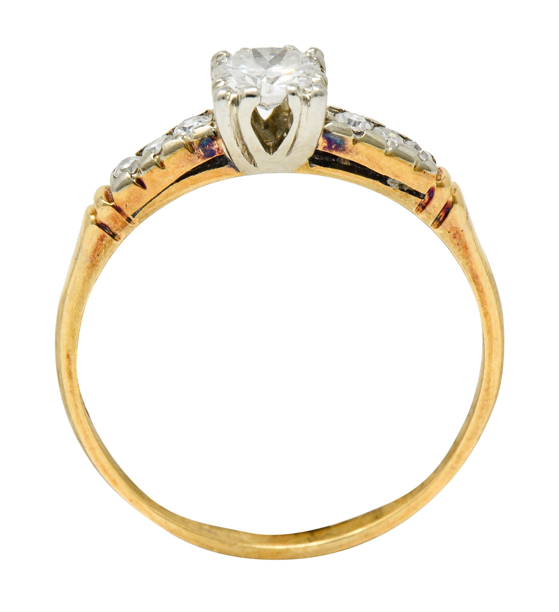 Early Art Deco 0.50 CTW Diamond 14 Karat Two-Tone Gold Engagement RingRing - Wilson's Estate Jewelry