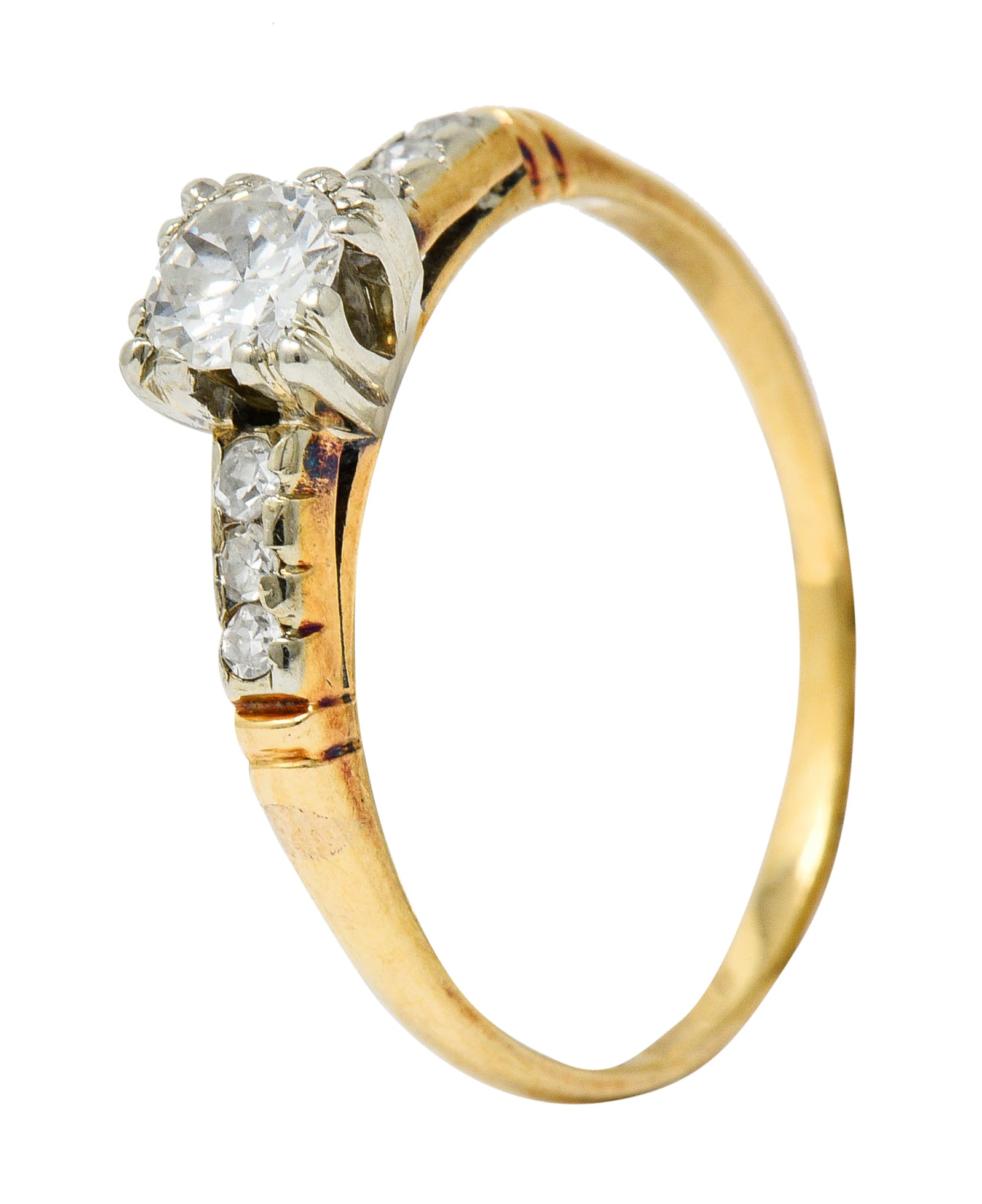 Early Art Deco 0.50 CTW Diamond 14 Karat Two-Tone Gold Engagement RingRing - Wilson's Estate Jewelry