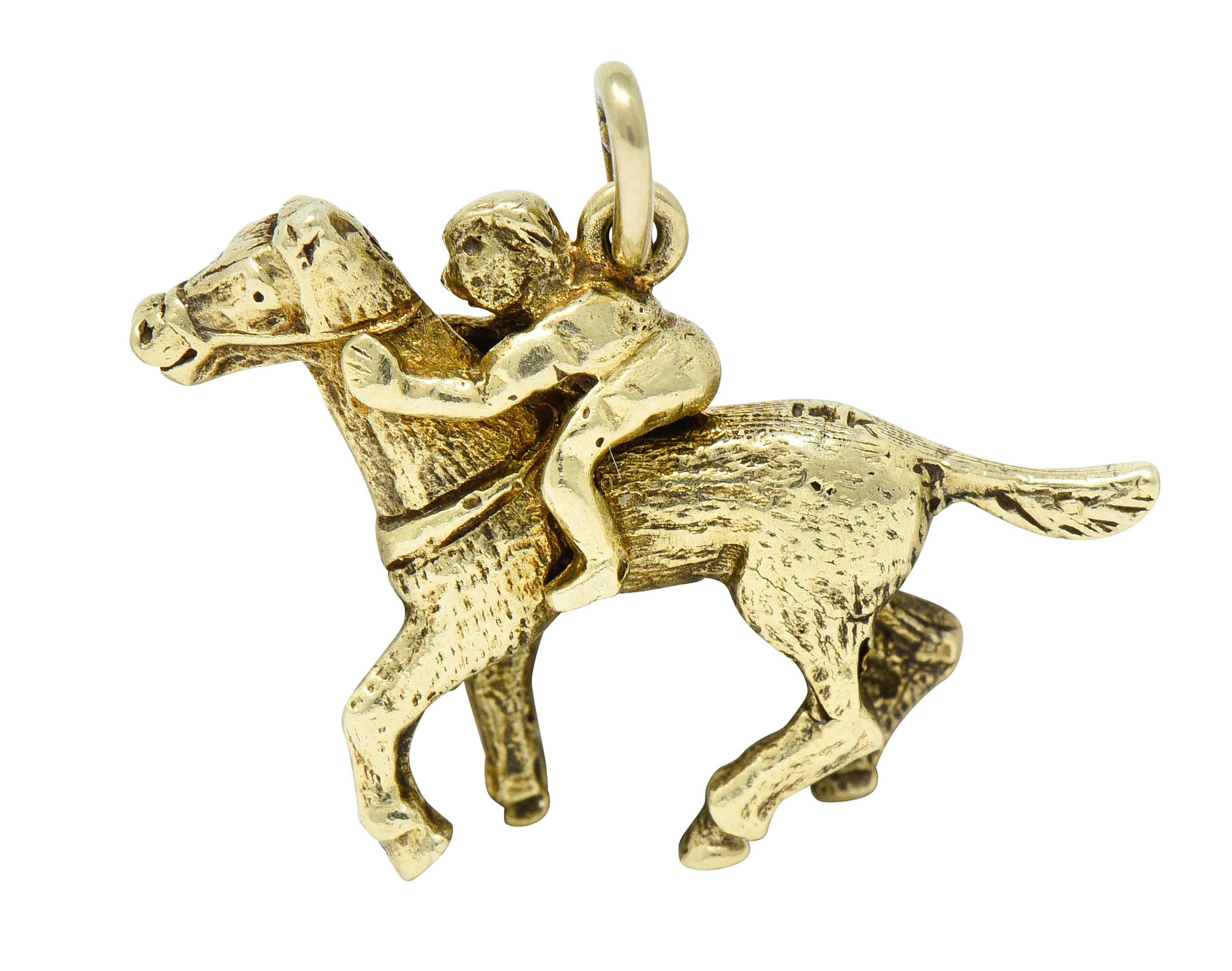 Art Nouveau 14 Karat Gold Racehorse & Jockey Charmcharm - Wilson's Estate Jewelry