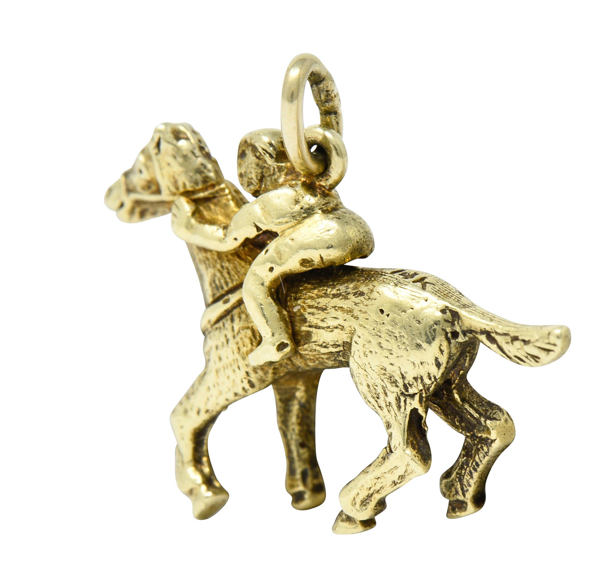 Art Nouveau 14 Karat Gold Racehorse & Jockey Charmcharm - Wilson's Estate Jewelry