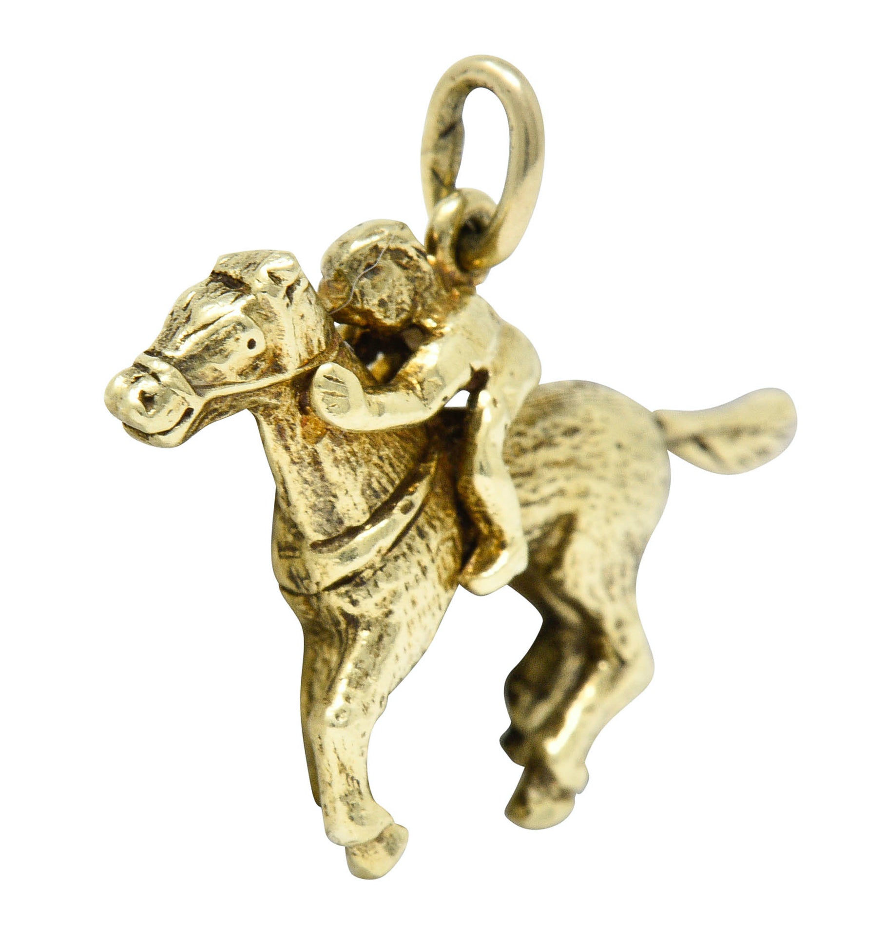 Art Nouveau 14 Karat Gold Racehorse & Jockey Charmcharm - Wilson's Estate Jewelry