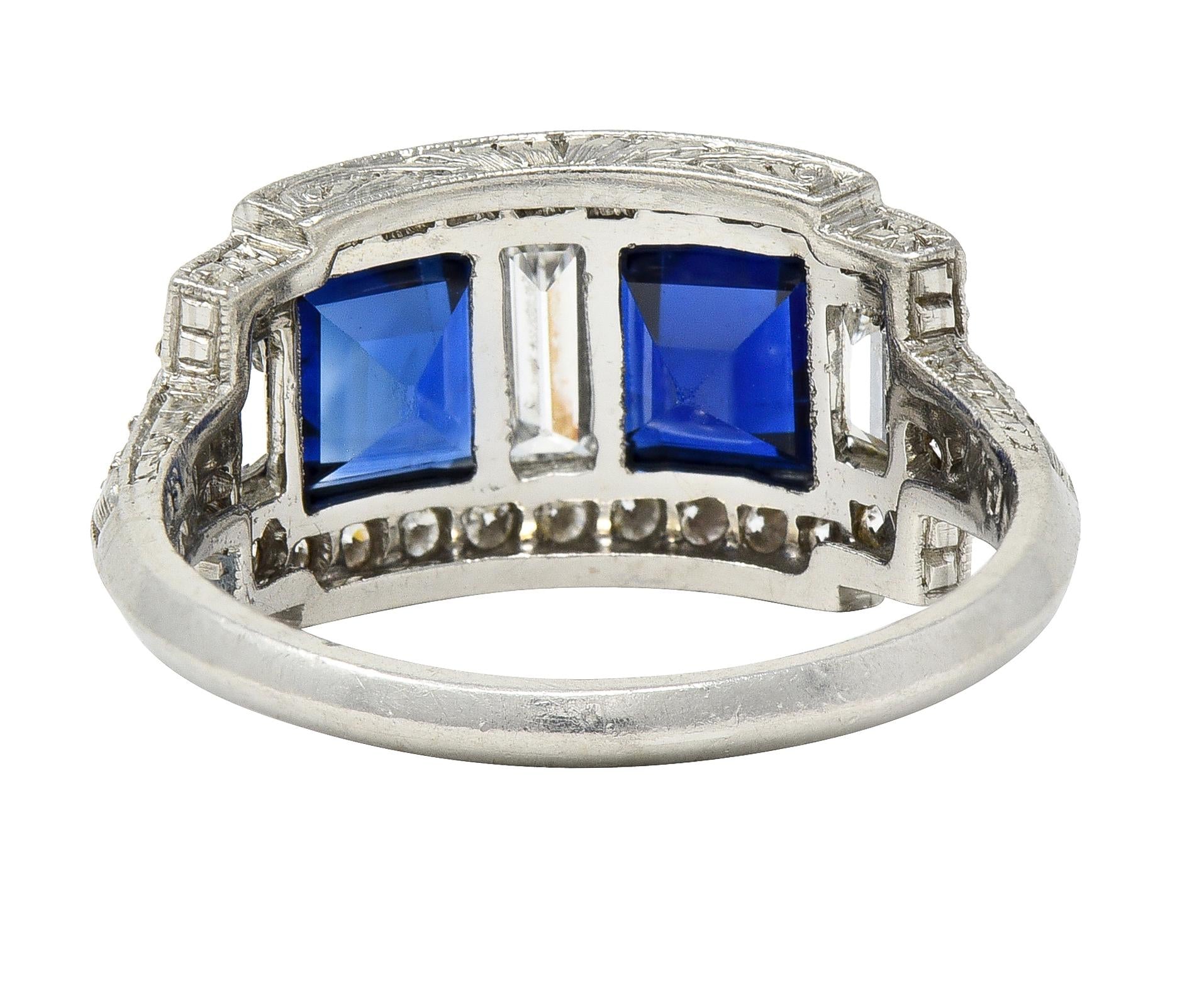 J.E. Caldwell 1949 2.76 CTW No Heat Sapphire Diamond Platinum Band Ring GIA