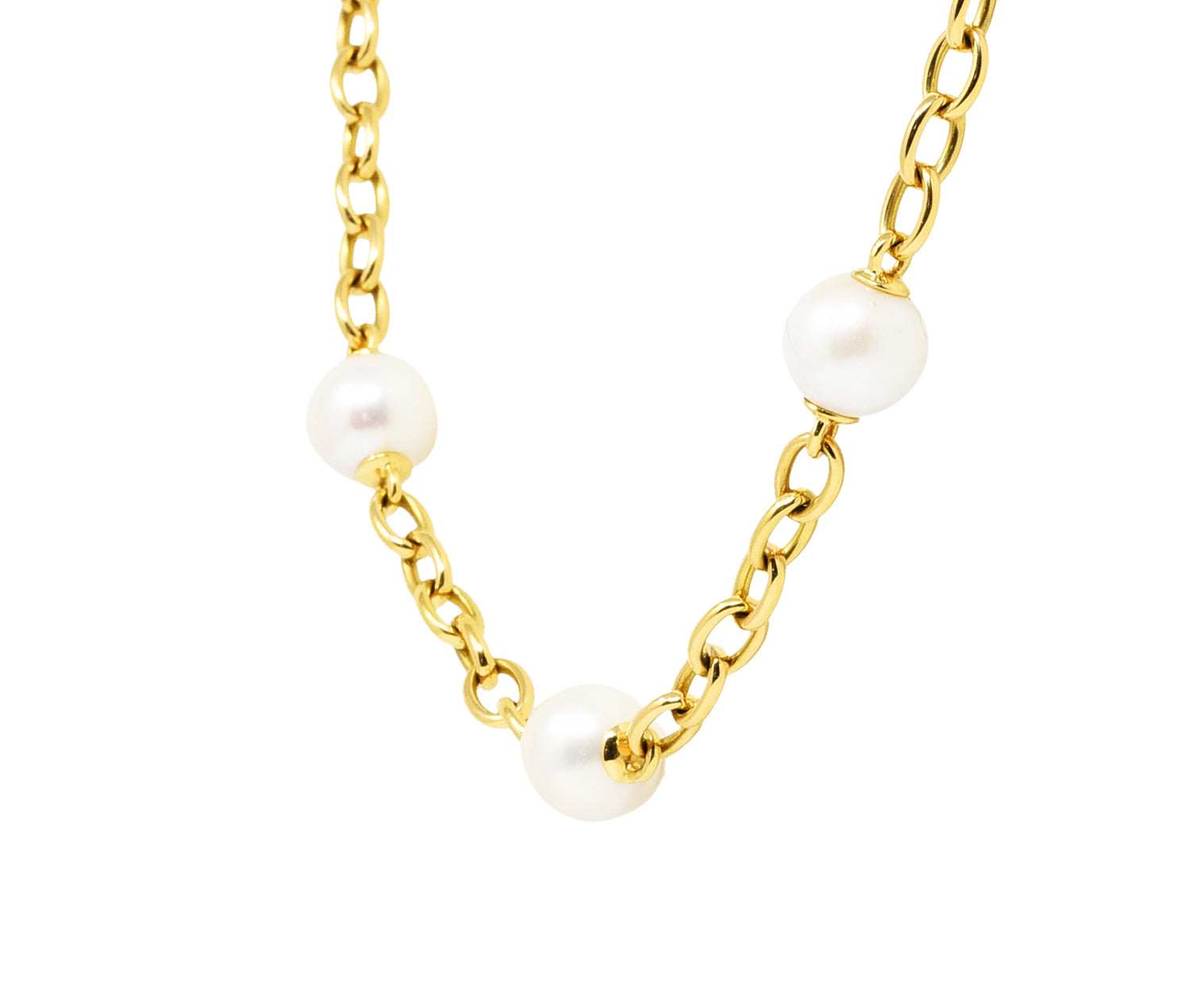 Seaman Schepps Vintage South Sea Pearl 18 Karat Gold Seville Station NecklaceNecklaces - Wilson's Estate Jewelry