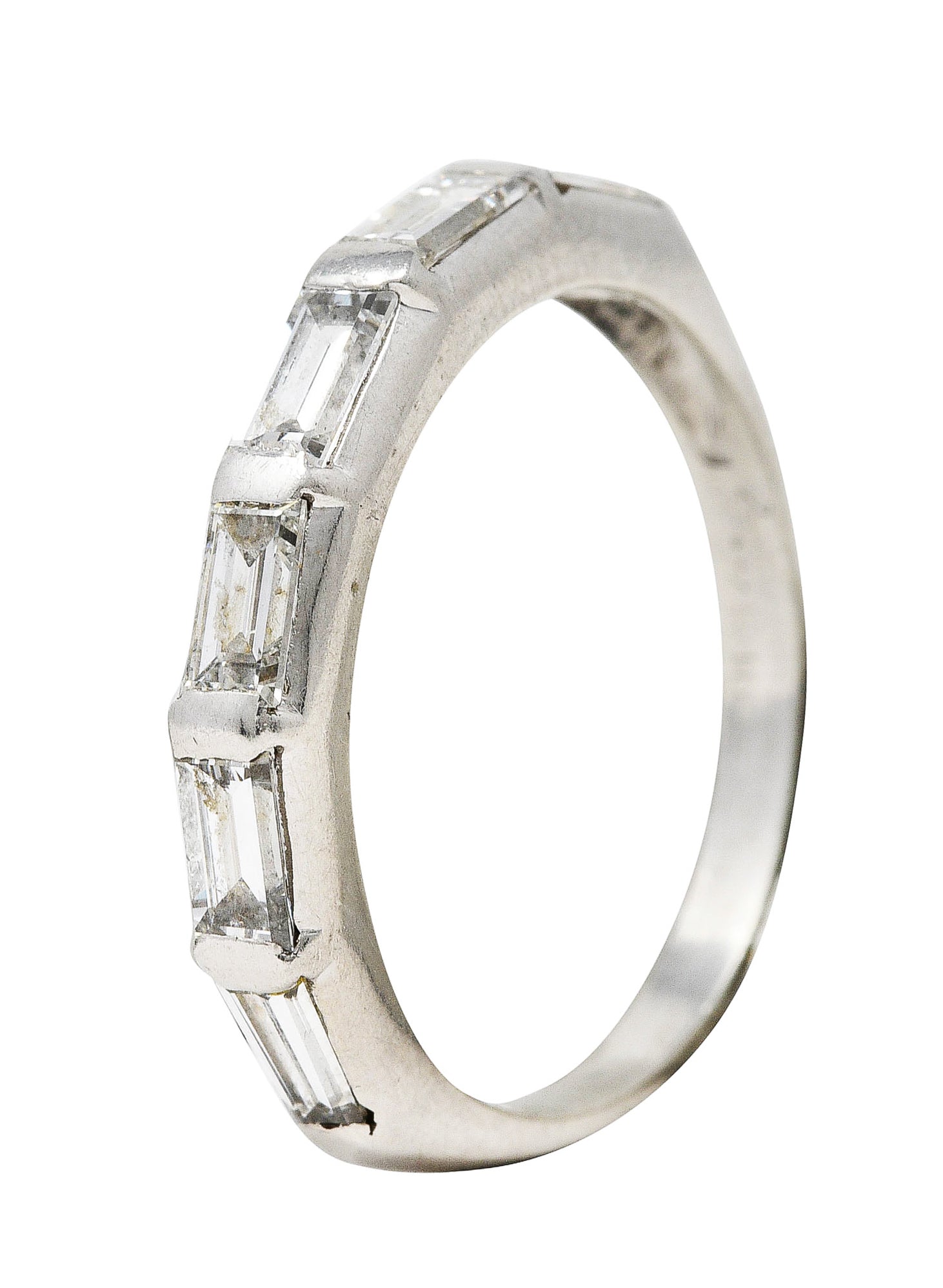 Mid-Century 1.00 CTW Baguette Diamond Platinum Wedding Band RingRing - Wilson's Estate Jewelry