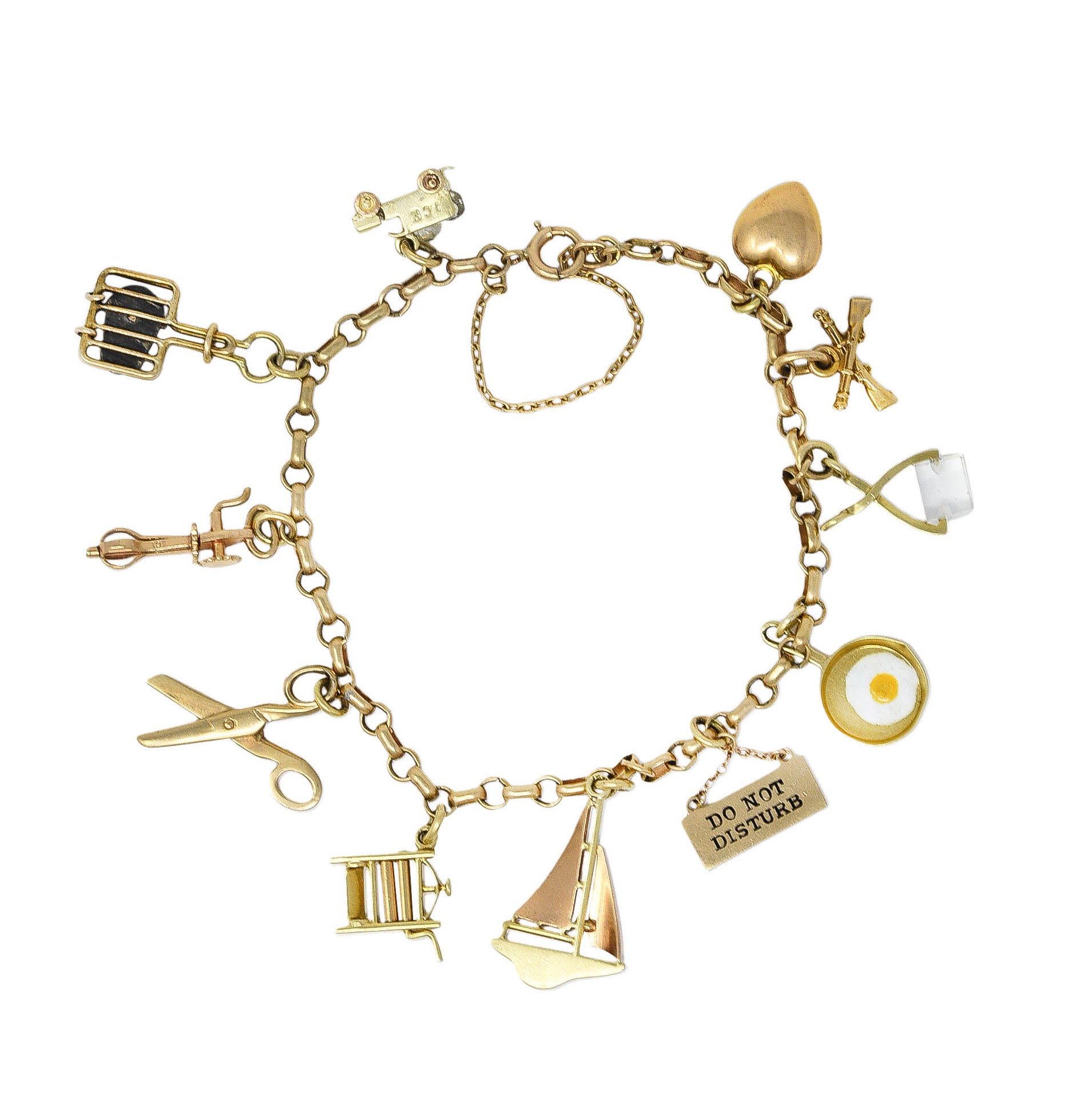 Ballou & Co. Inc. Antique Enamel Two-Tone Gold Charm BraceletBracelet - Wilson's Estate Jewelry