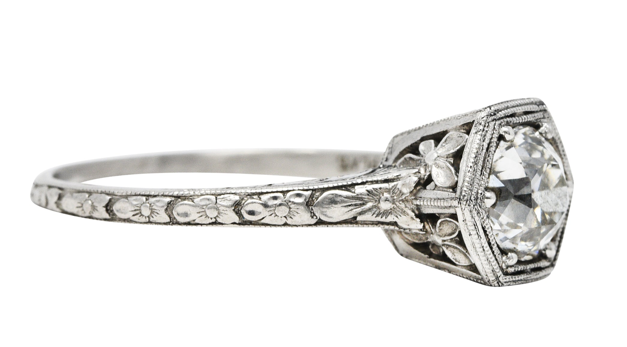 1930's Traub 1.02 CTW Diamond Platinum Orange Blossom Engagement RingRing - Wilson's Estate Jewelry