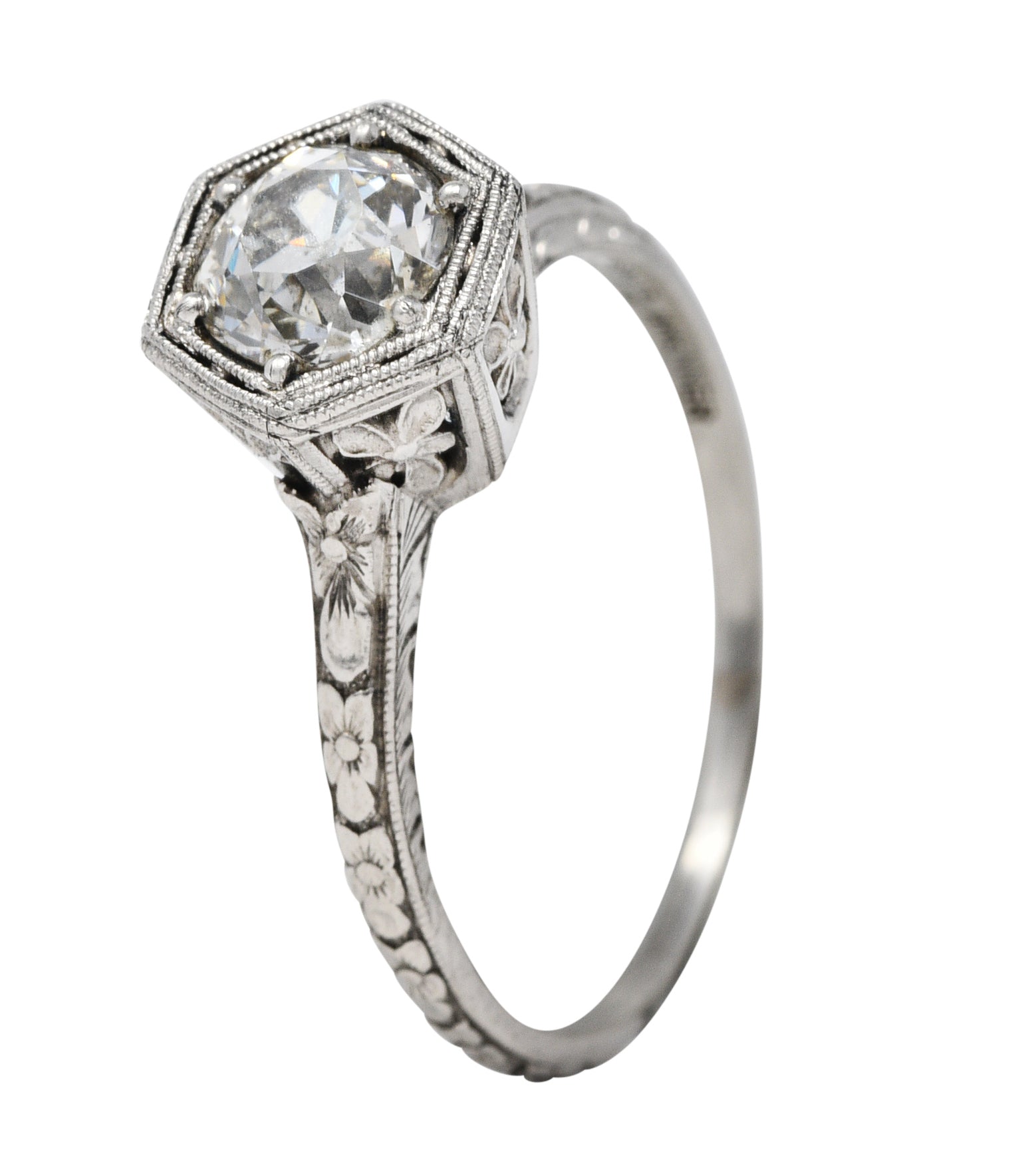 1930's Traub 1.02 CTW Diamond Platinum Orange Blossom Engagement RingRing - Wilson's Estate Jewelry