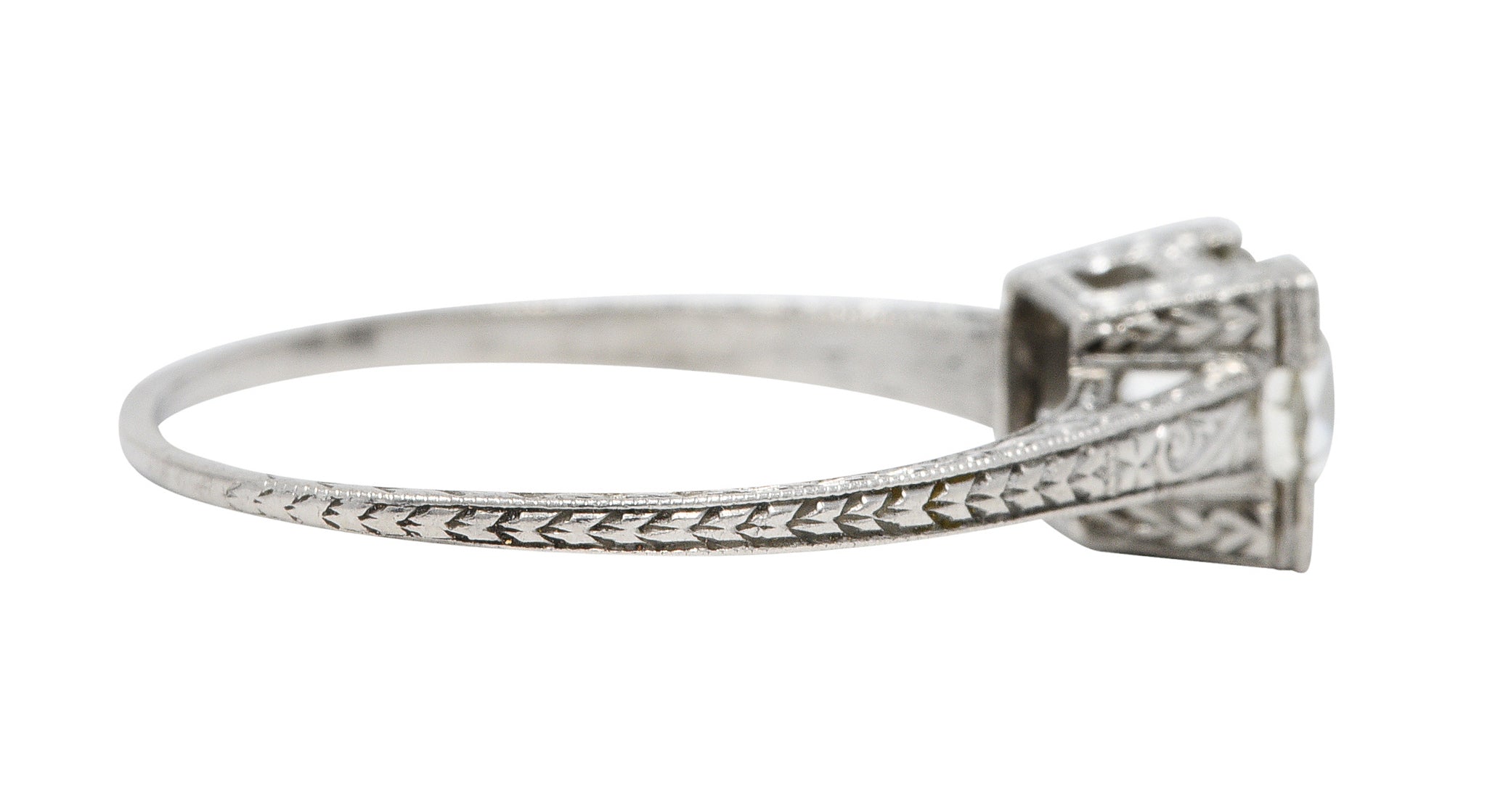 Art Deco 1.00 CTW Diamond Platinum Wheat Engagement RingRing - Wilson's Estate Jewelry