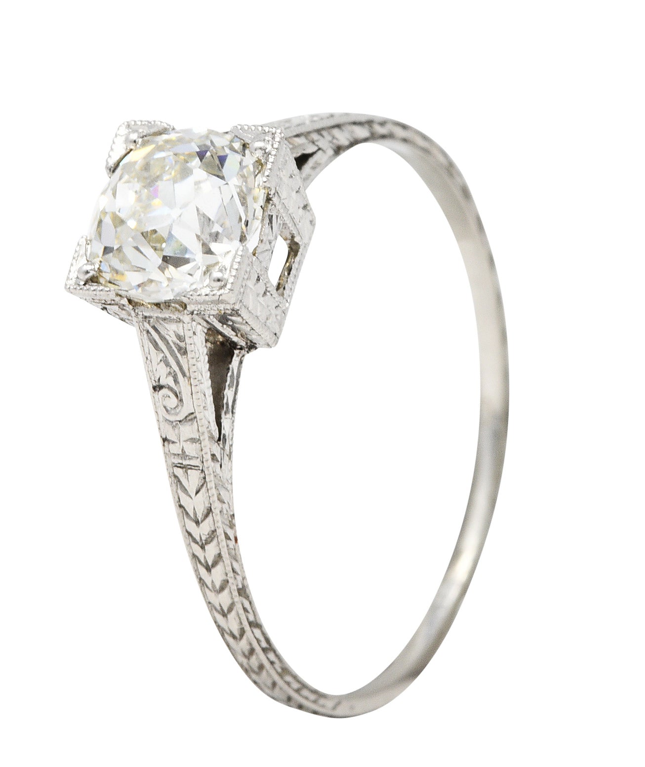 Art Deco 1.00 CTW Diamond Platinum Wheat Engagement RingRing - Wilson's Estate Jewelry