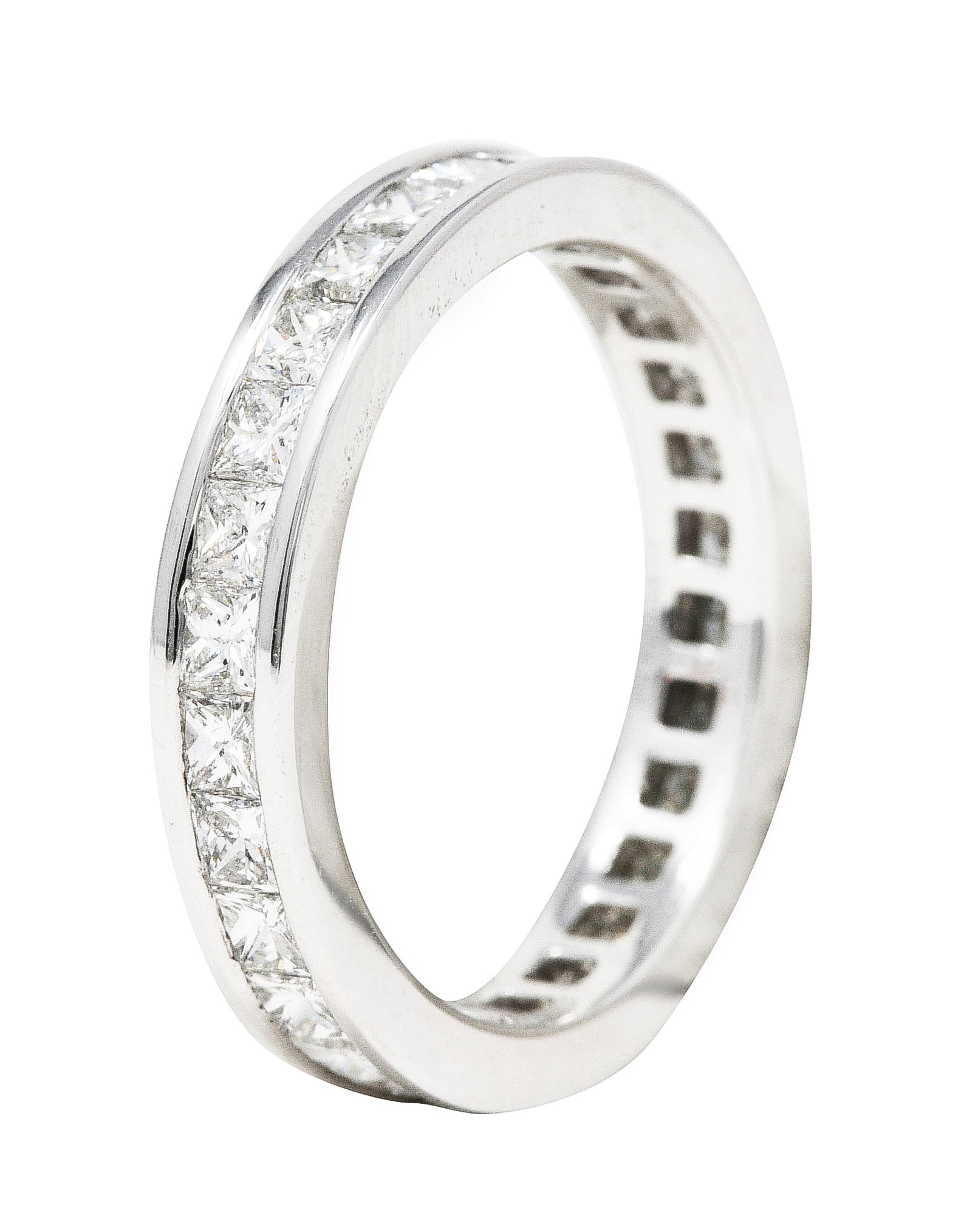 Contemporary 2.00 CTW Princess Cut Diamond Platinum Eternity Channel Band Ring Wilson's Estate Jewelry