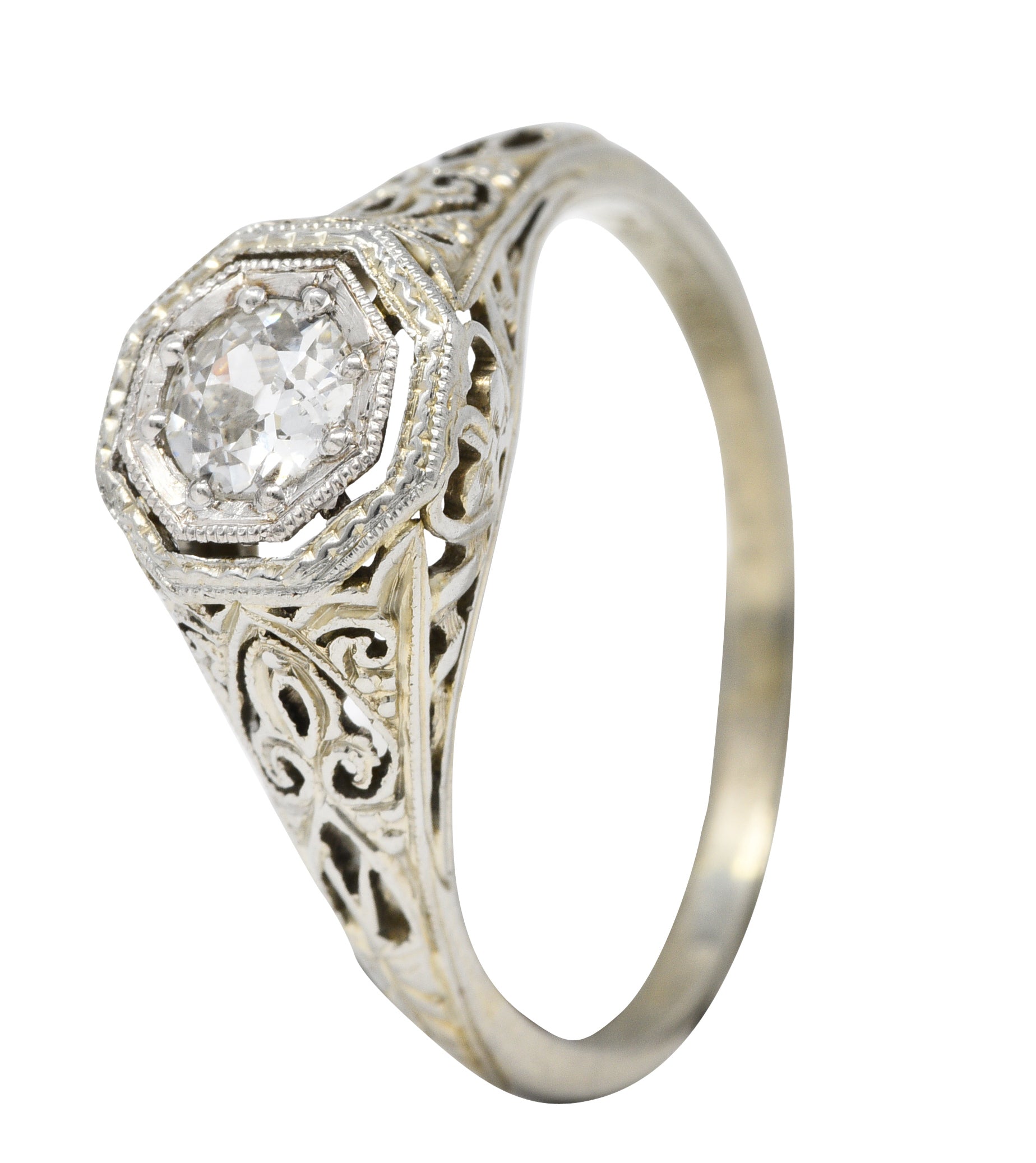 Early Art Deco 0.25 CTW Diamond 18 Karat Platinum-Topped Engagement Ring Circa 1920sRing - Wilson's Estate Jewelry