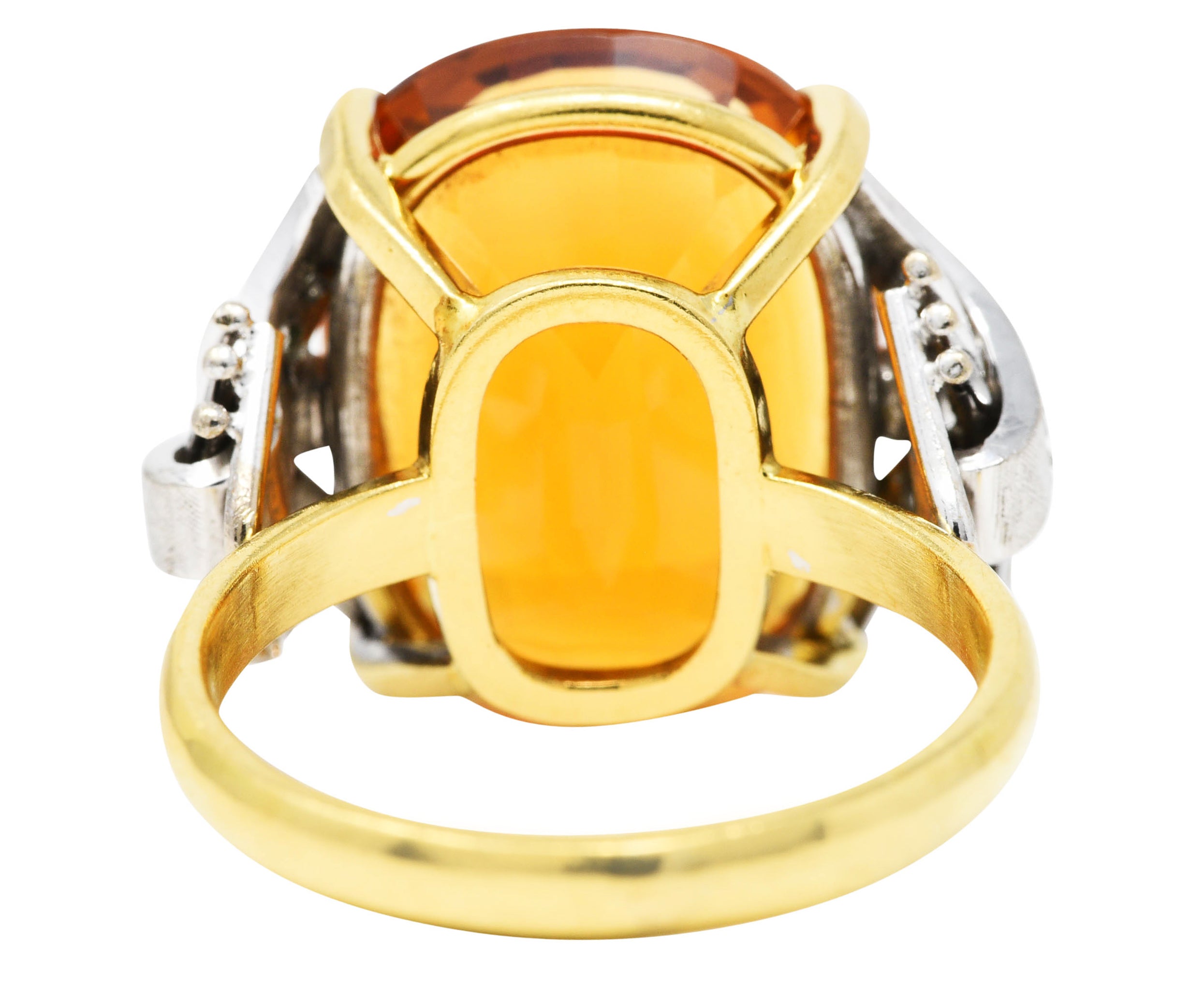 Vintage Citrine Diamond 18 Karat Yellow Gold Platinum Gemstone Ring Wilson's Estate Jewelry