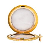Art Nouveau Ruby Diamond 14 Karat Yellow Gold Floral Locket PendantNecklace - Wilson's Estate Jewelry