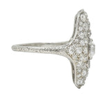 Late Edwardian 1.91 CTW Diamond Platinum Scroll Antique Dinner Ring
