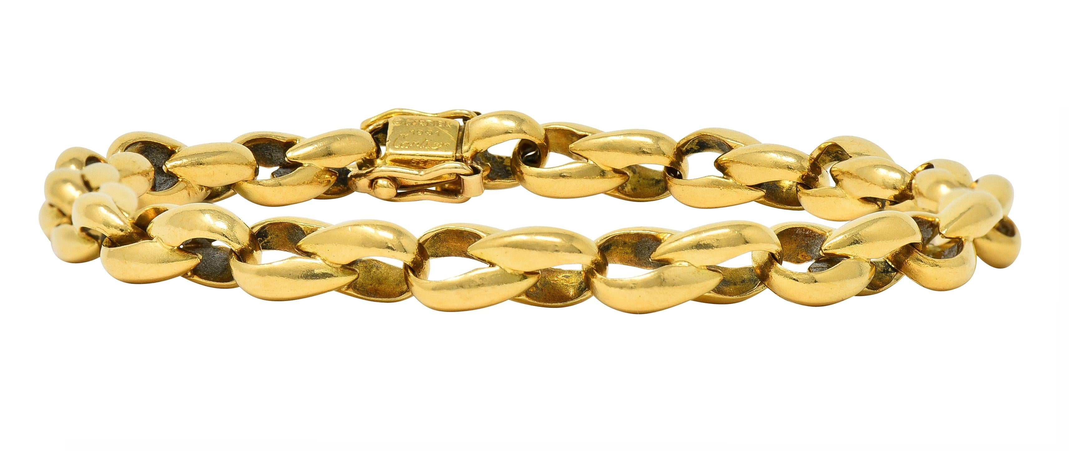 Cartier French 1991 18 Karat Yellow Gold Infinity Link Vintage Chain Bracelet