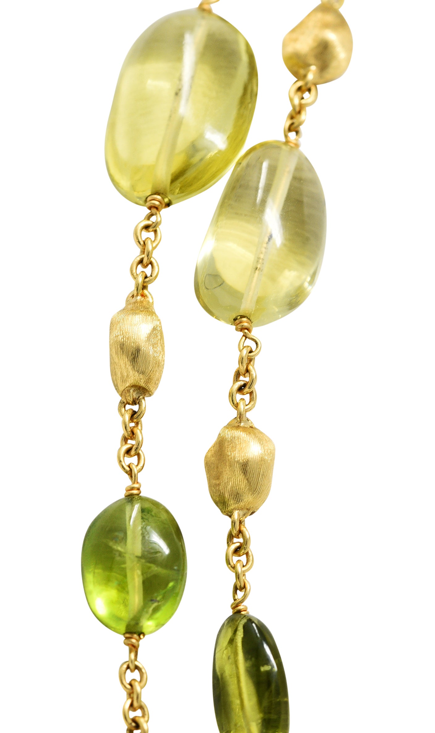 Marco Bicego Peridot Lemon Quartz 18 Karat Gold Gemstone Station NecklaceNecklace - Wilson's Estate Jewelry