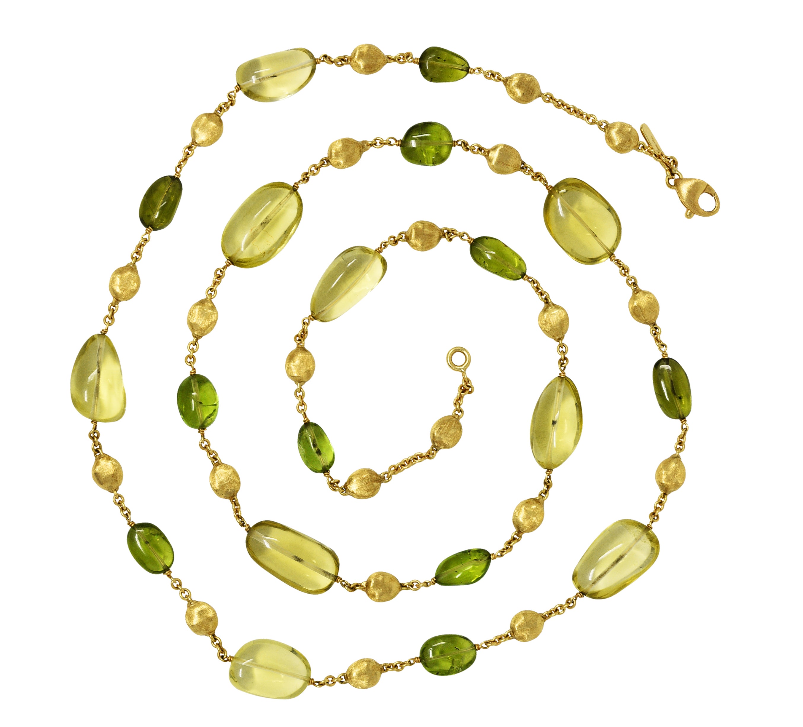 Marco Bicego Peridot Lemon Quartz 18 Karat Gold Gemstone Station NecklaceNecklace - Wilson's Estate Jewelry