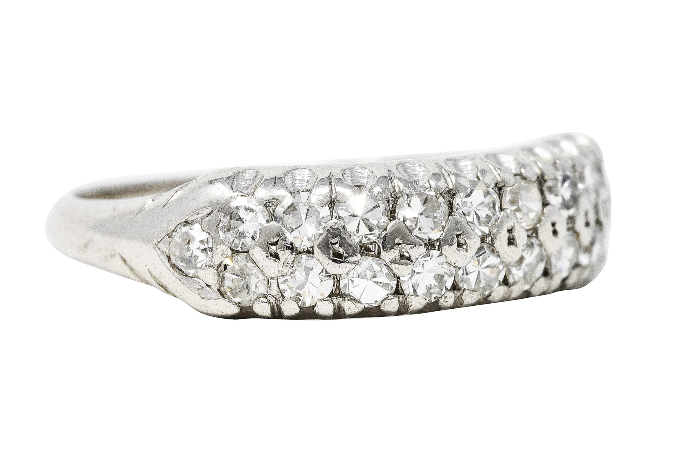 Late Art Deco 0.50 CTW Single Cut Diamond Platinum Cluster Band RingRing - Wilson's Estate Jewelry