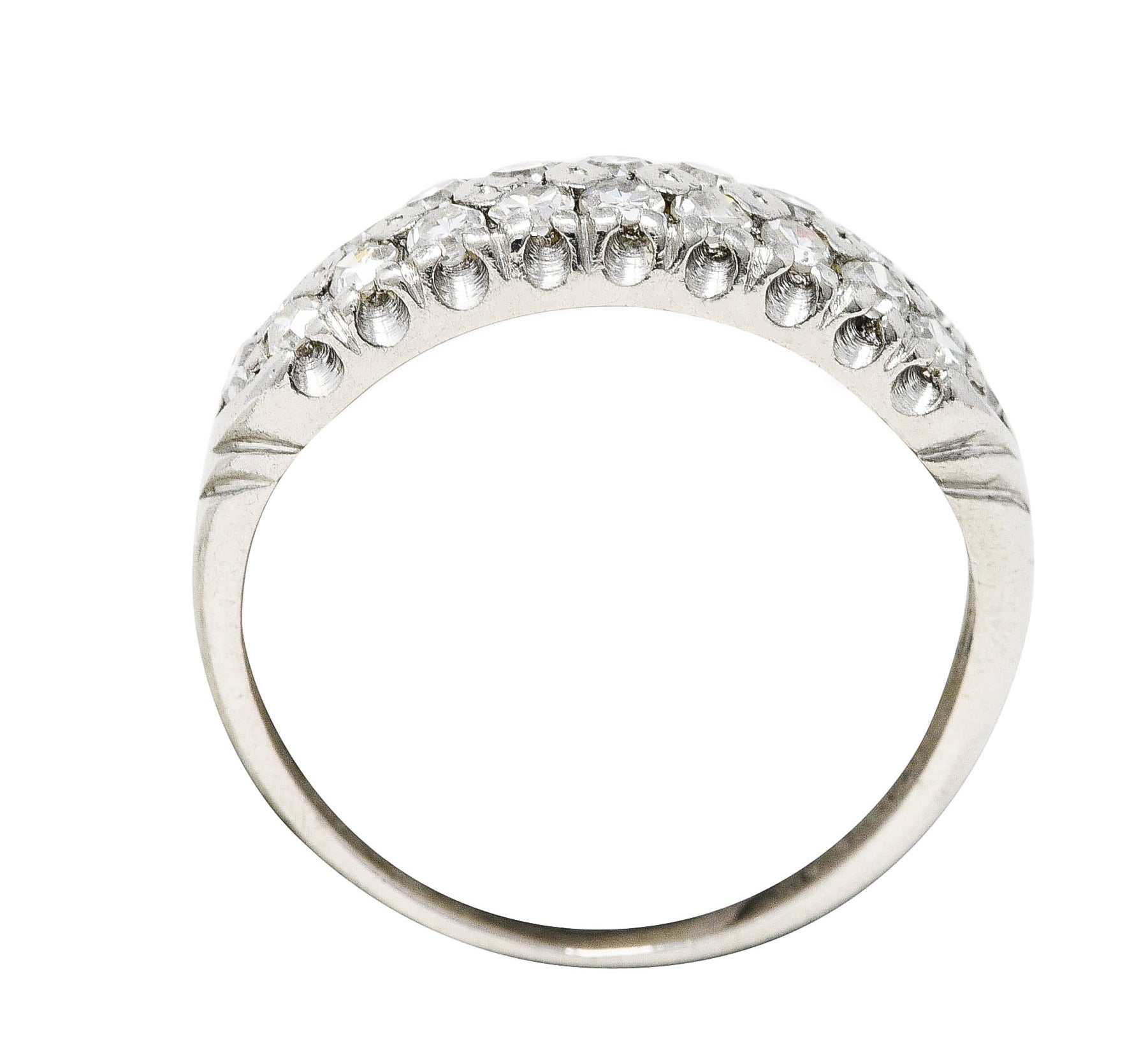 Late Art Deco 0.50 CTW Single Cut Diamond Platinum Cluster Band RingRing - Wilson's Estate Jewelry