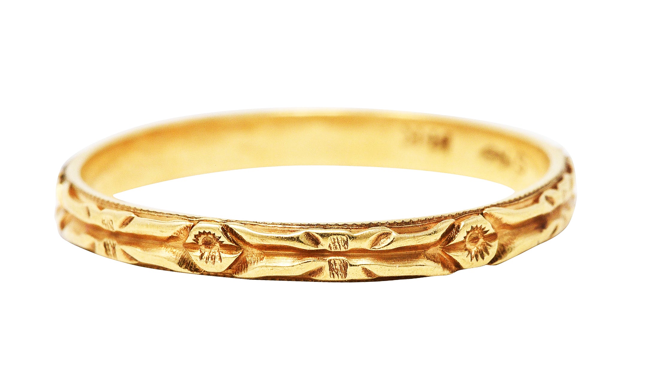 Sloves & Co. Early Art Deco 14 Karat Yellow Gold Floral Band RingRing - Wilson's Estate Jewelry