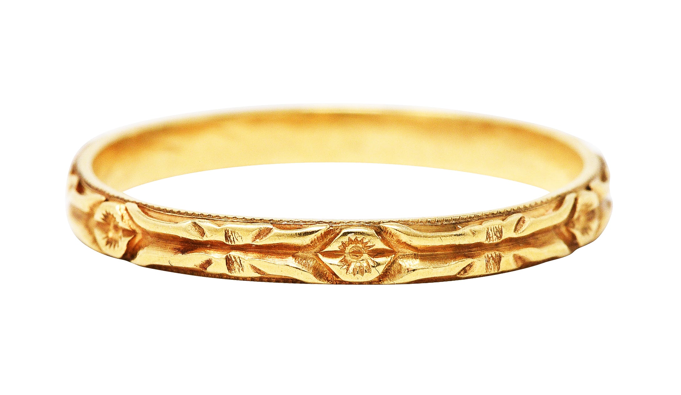 Sloves & Co. Early Art Deco 14 Karat Yellow Gold Floral Band RingRing - Wilson's Estate Jewelry