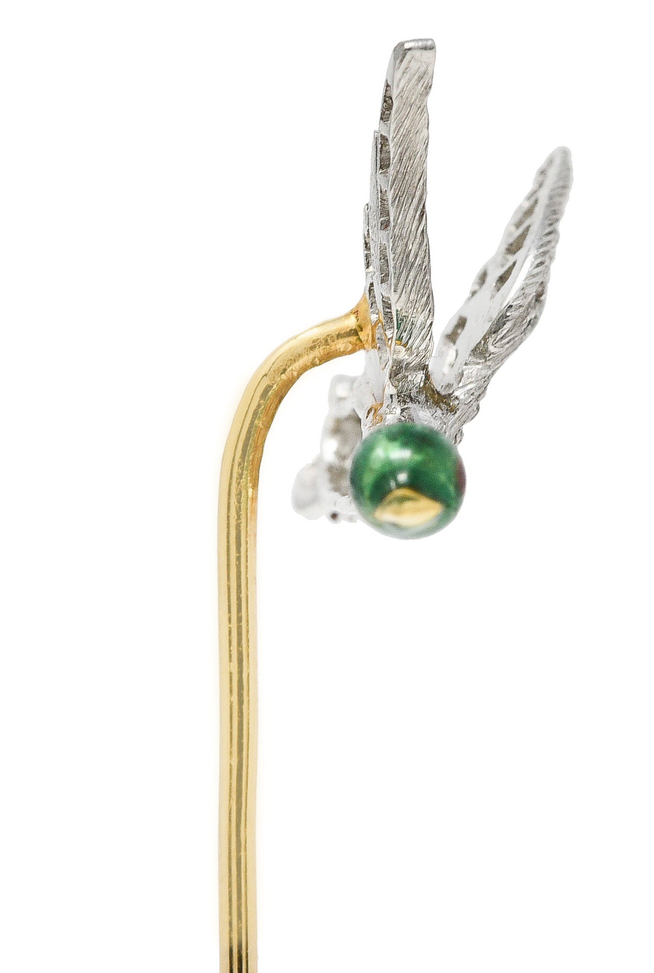 Mcteigue Vintage Diamond Enamel Platinum 18 Karat Gold Mallard Duck Stickpin Wilson's Estate Jewelry