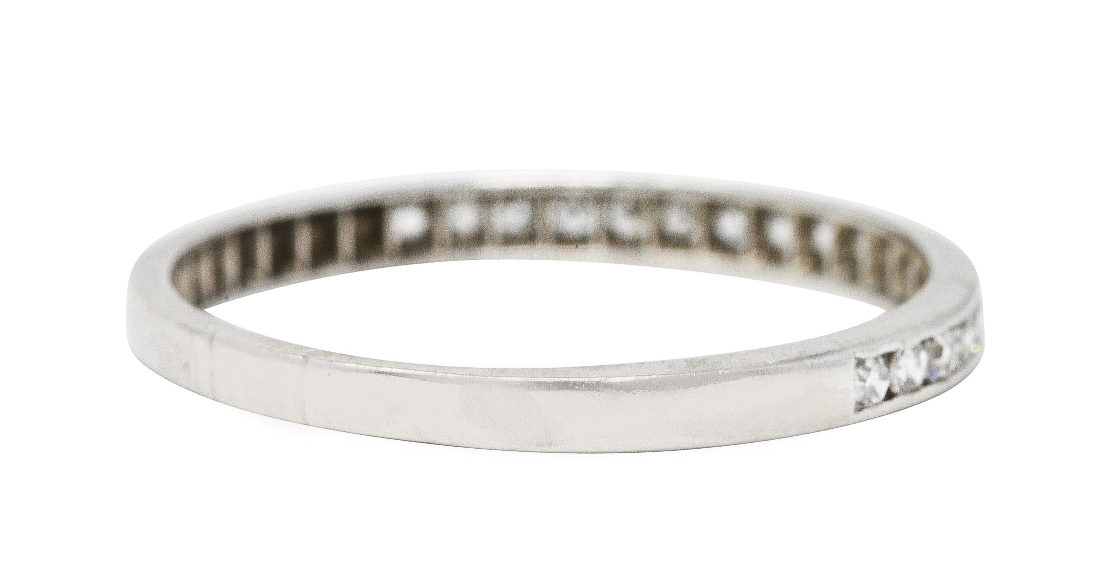 1930's Art Deco 0.25 CTW Single Cut Diamond Platinum Channel Band RingRing - Wilson's Estate Jewelry