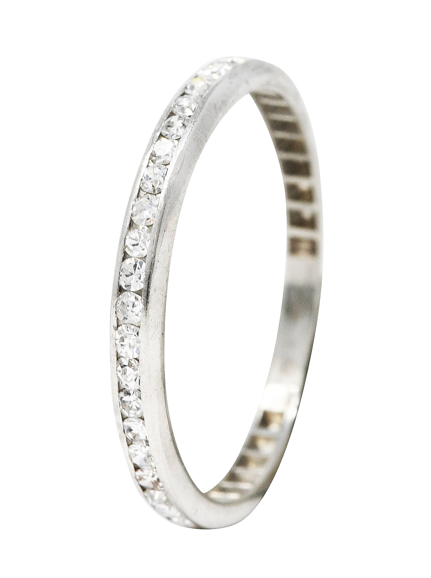 1930's Art Deco 0.25 CTW Single Cut Diamond Platinum Channel Band RingRing - Wilson's Estate Jewelry