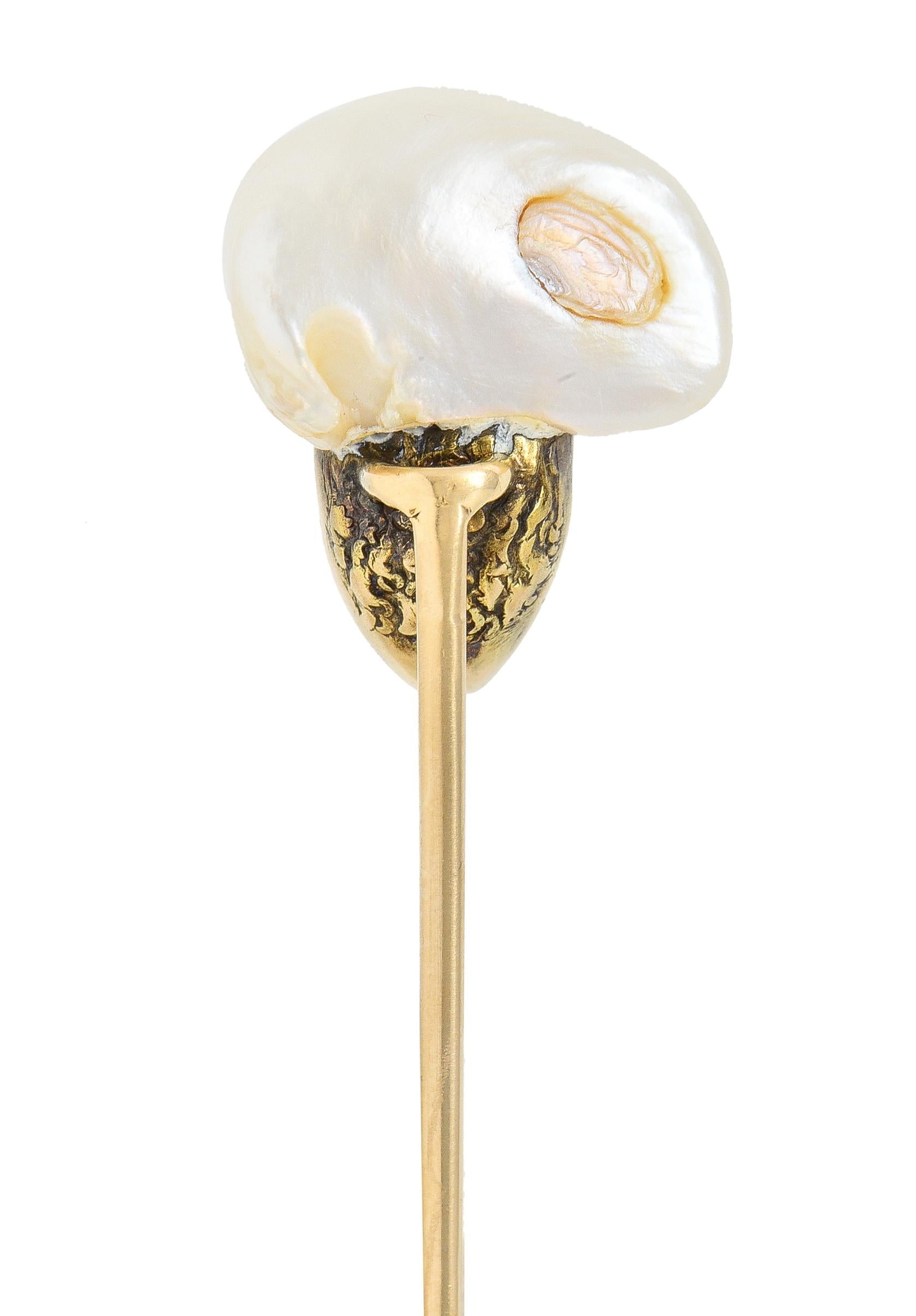 Victorian Baroque Pearl 14 Karat Yellow Gold Sultan Antique Stickpin