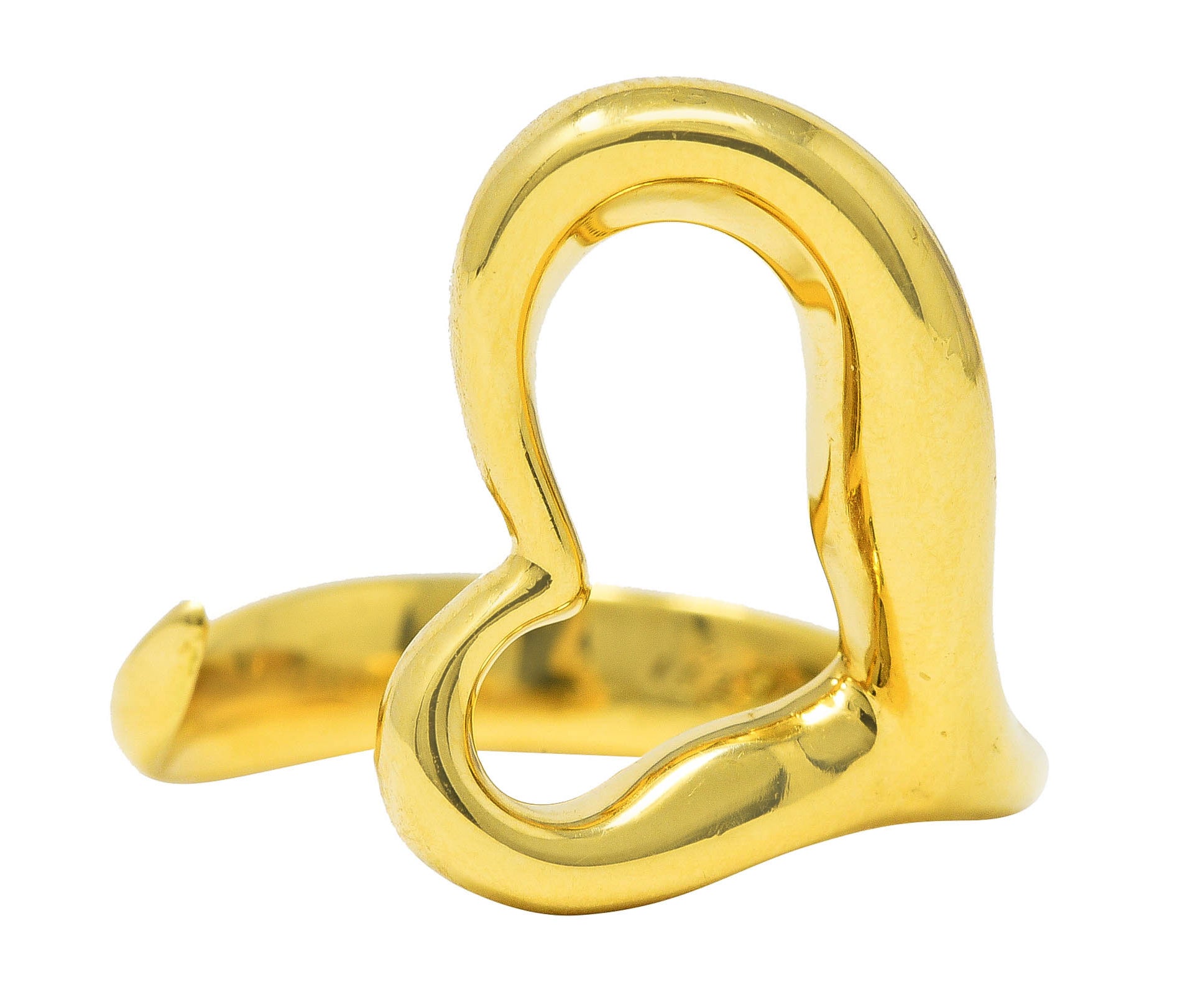 Elsa Peretti Tiffany & Co. 18 Karat Yellow Gold Open Heart Vintage Ring Wilson's Estate Jewelry