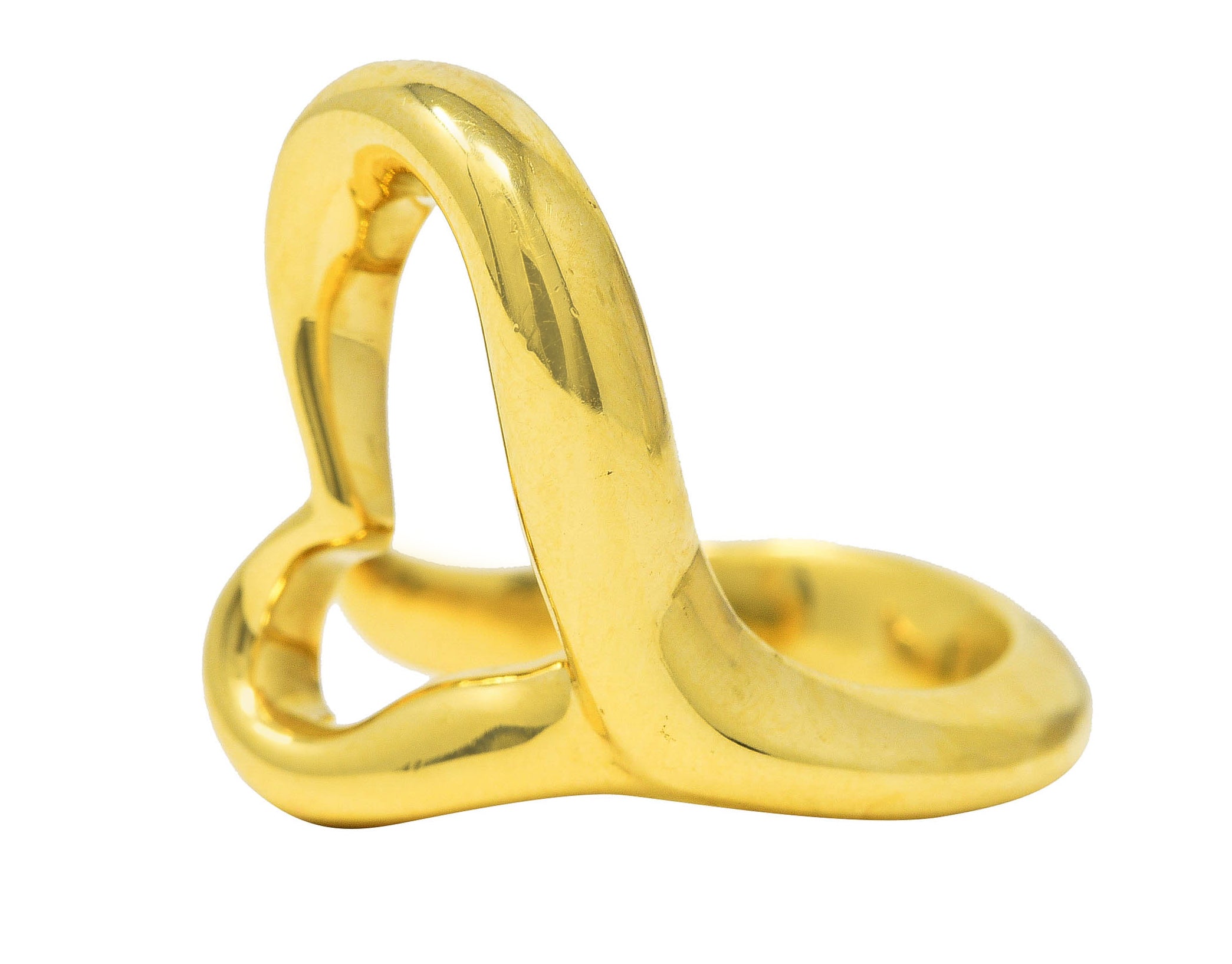 Elsa Peretti Tiffany & Co. 18 Karat Yellow Gold Open Heart Vintage Ring Wilson's Estate Jewelry