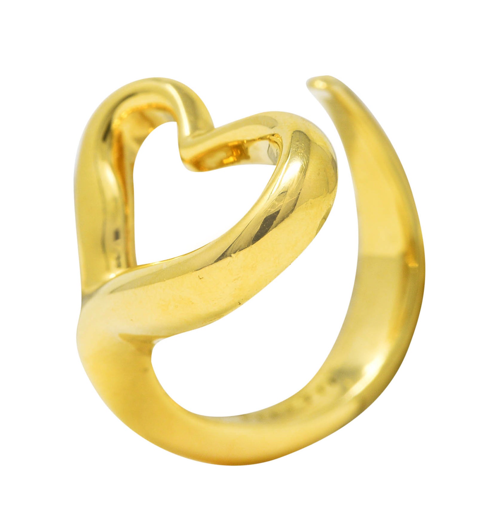 Elsa Peretti Tiffany & Co. 18 Karat Yellow Gold Open Heart Vintage Ring Wilson's Estate Jewelry