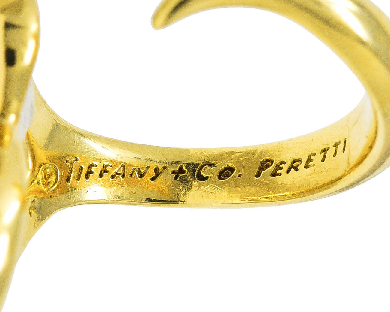 Elsa Peretti Tiffany & Co. 18 Karat Yellow Gold Open Heart Vintage Ring Wilson's Estate Jewelry