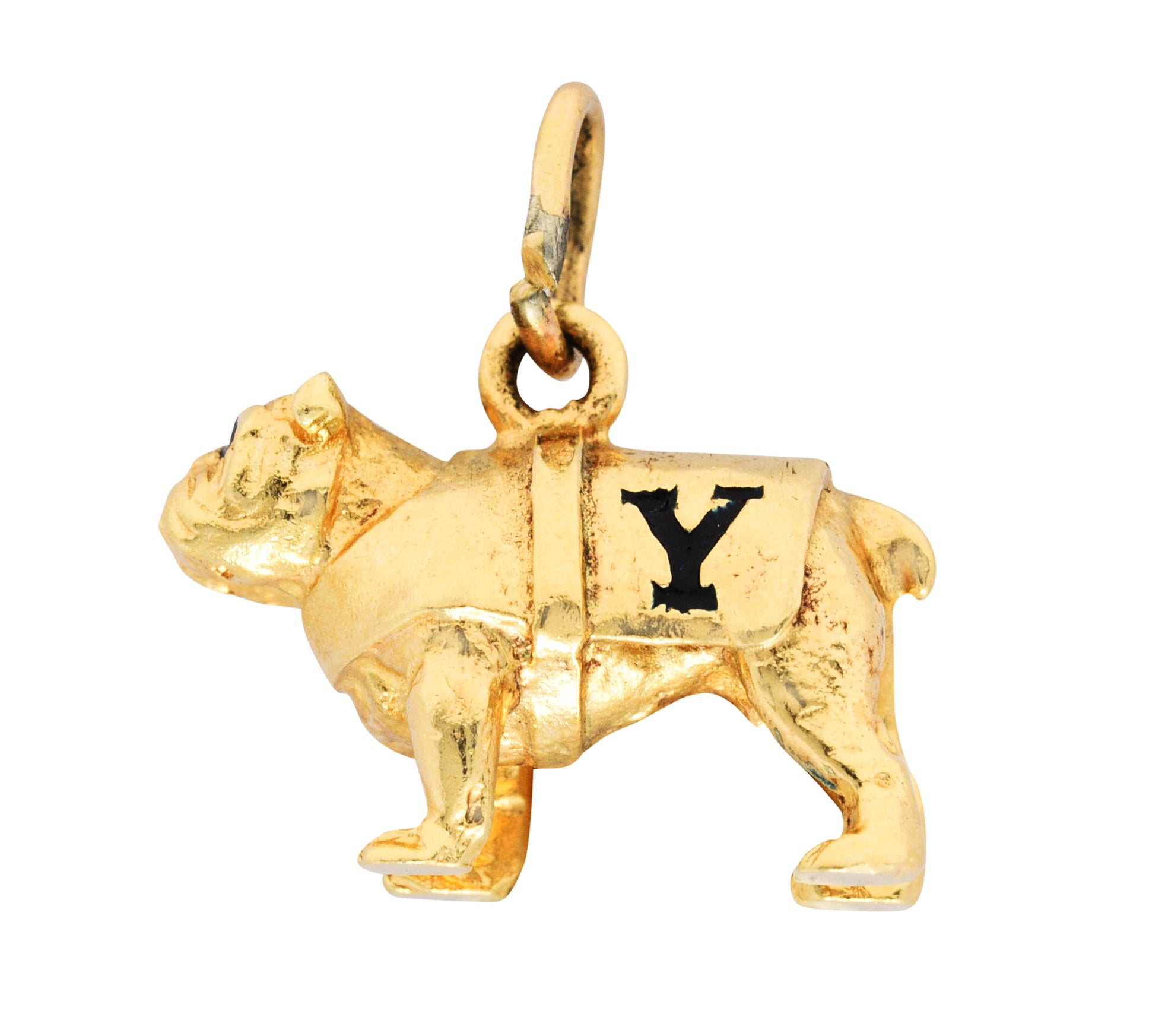 Retro Yale 14 Karat Yellow Gold Bulldog Charmcharm - Wilson's Estate Jewelry