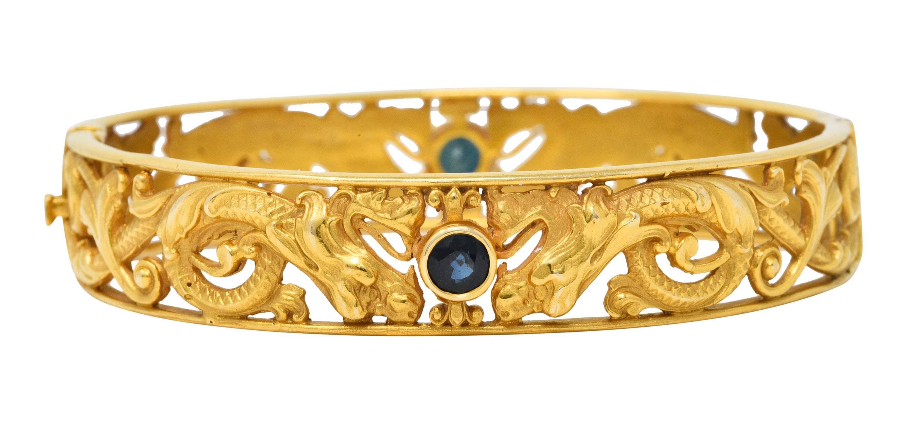 Whiteside & Blank Sapphire Diamond 14 Karat Gold Dragon Bangle Braceletbracelet - Wilson's Estate Jewelry