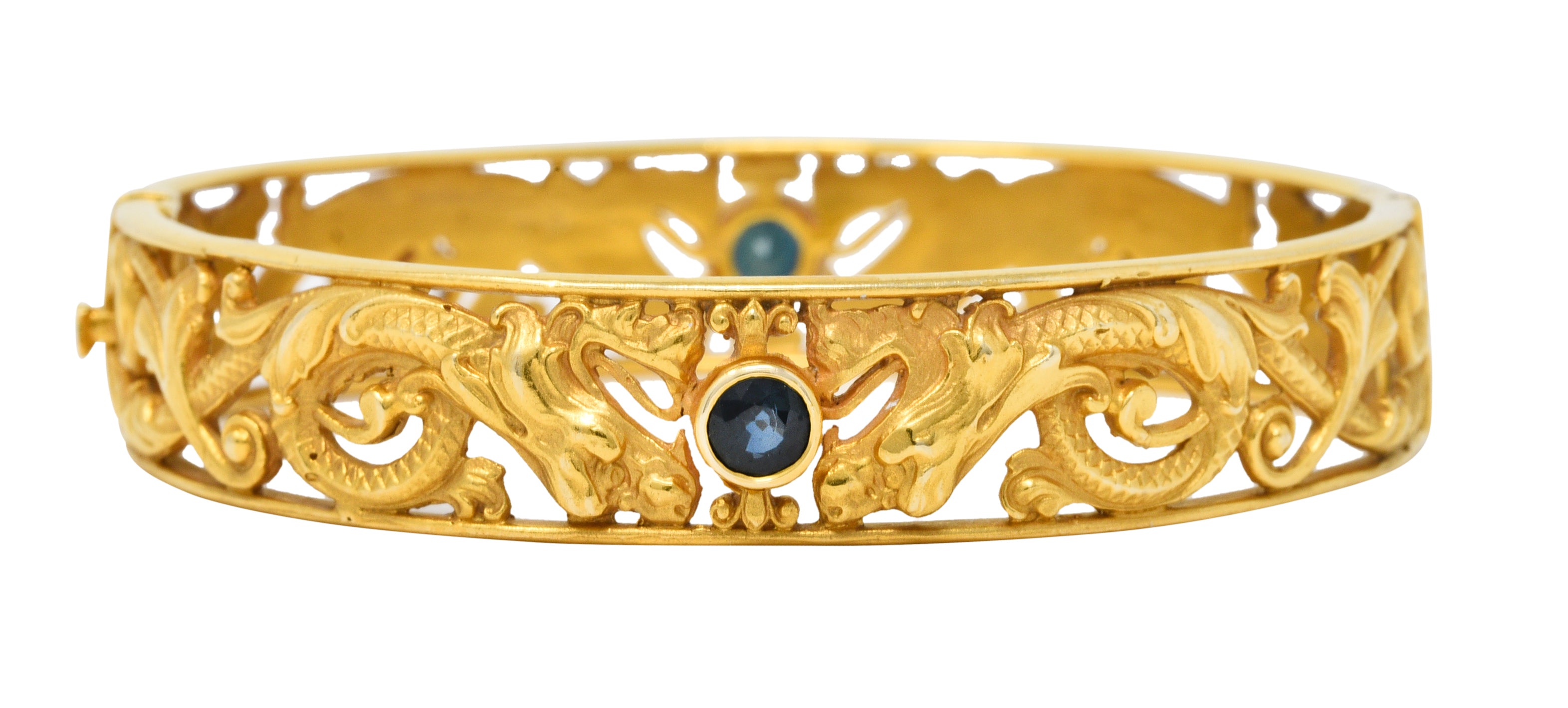 Whiteside & Blank Sapphire Diamond 14 Karat Gold Dragon Bangle Braceletbracelet - Wilson's Estate Jewelry