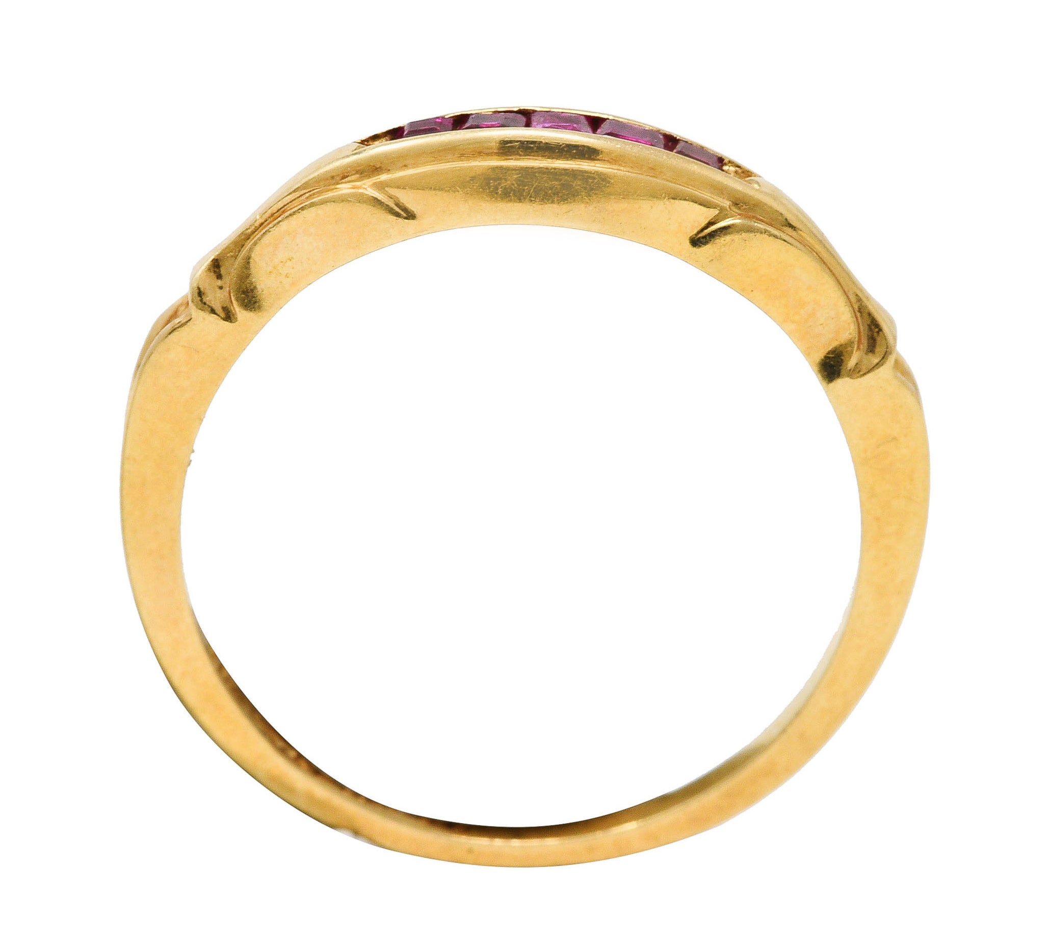 Wood & Sons Art Deco Ruby 14 Karat Yellow Gold Channel Stacking Band Ring Wilson's Estate Jewelry