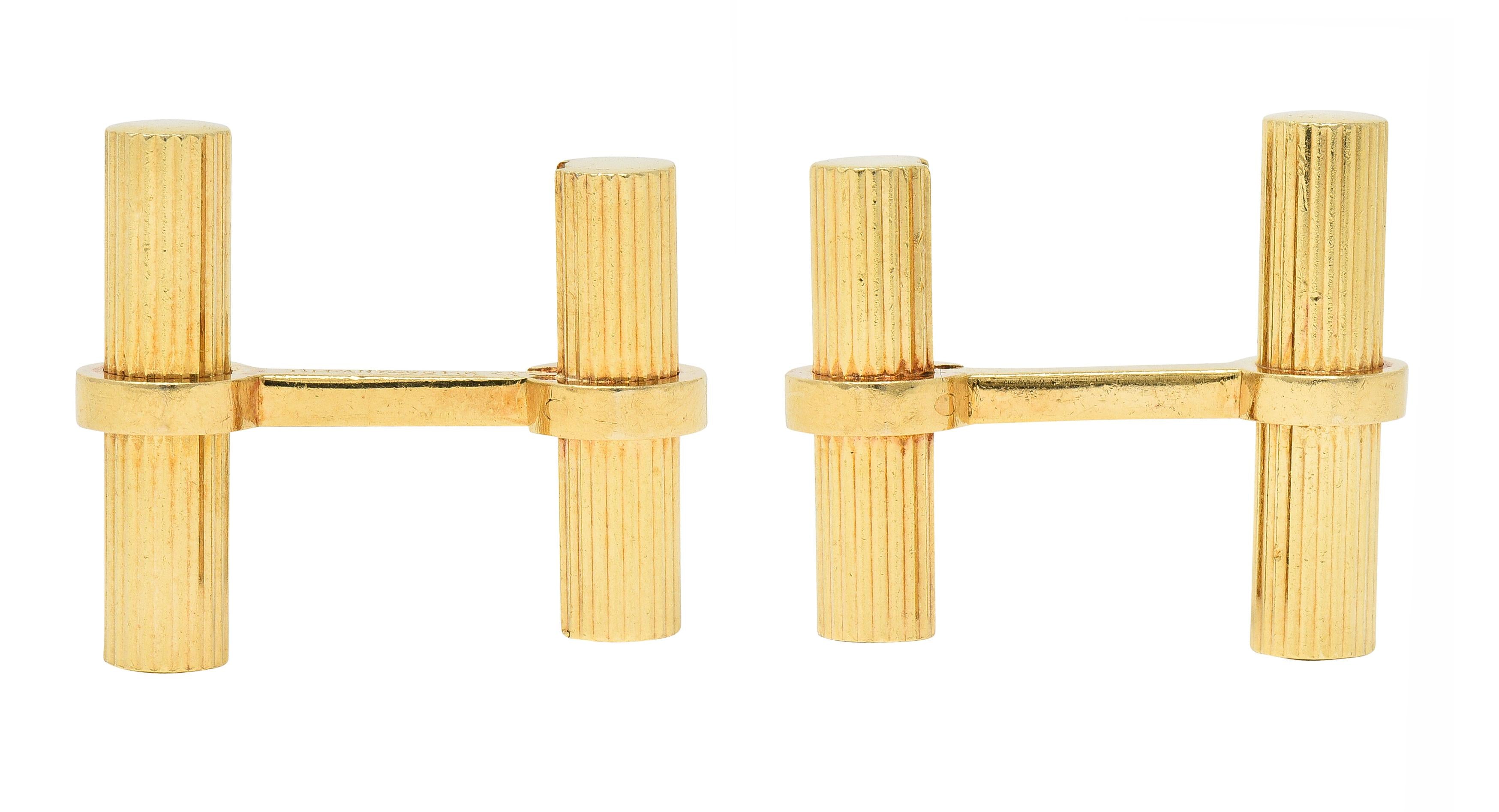 Tiffany & Co. 1960's 14 Karat Yellow Gold Barrel Vintage Cufflinks