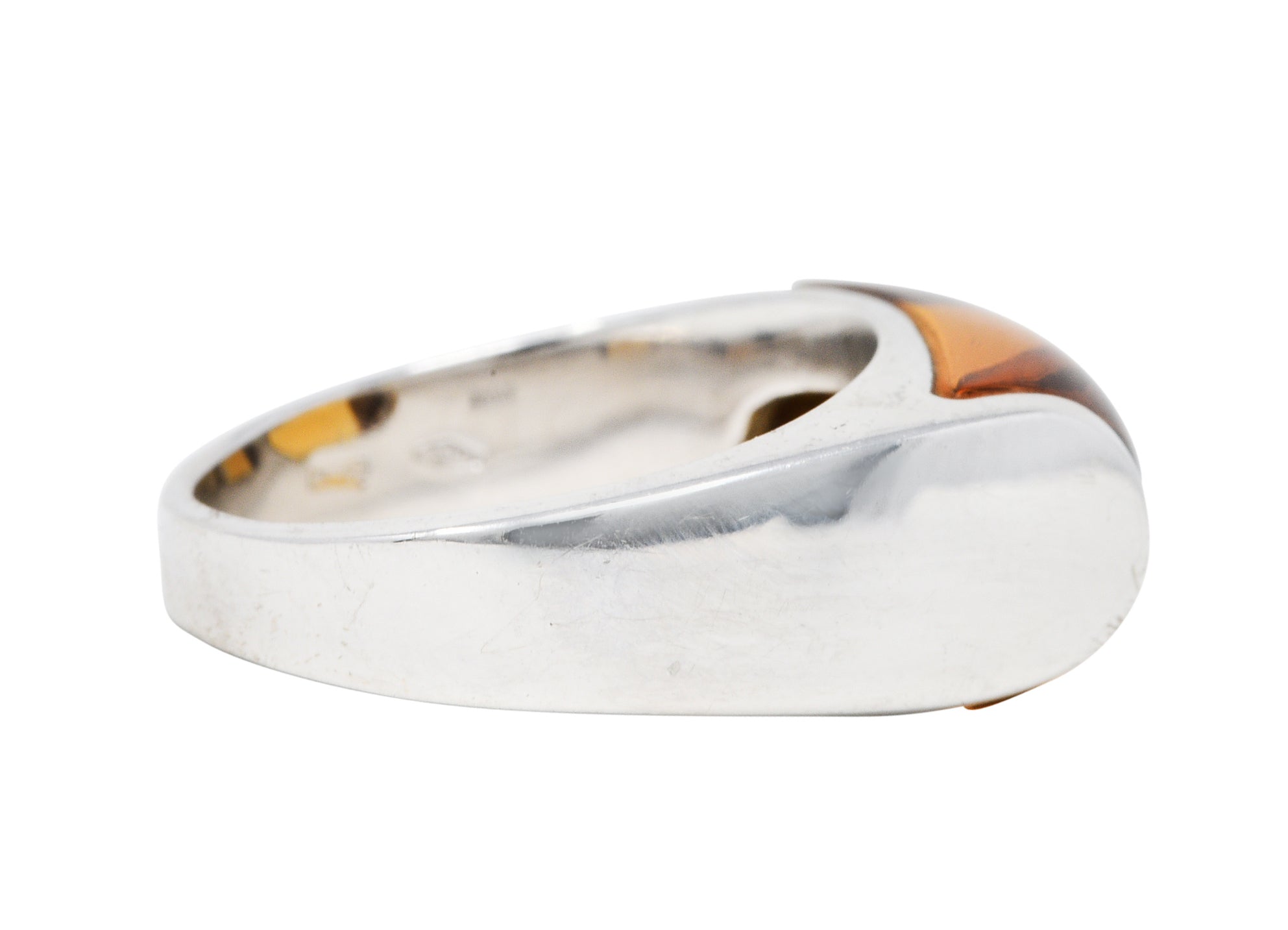 Bulgari Citrine 18 Karat White Gold Tronchetto Gemstone Band RingRing - Wilson's Estate Jewelry