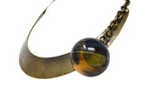 Art Smith 1950's Modernist Tiger's Eye Brass Sphere Vintage Collar Necklace