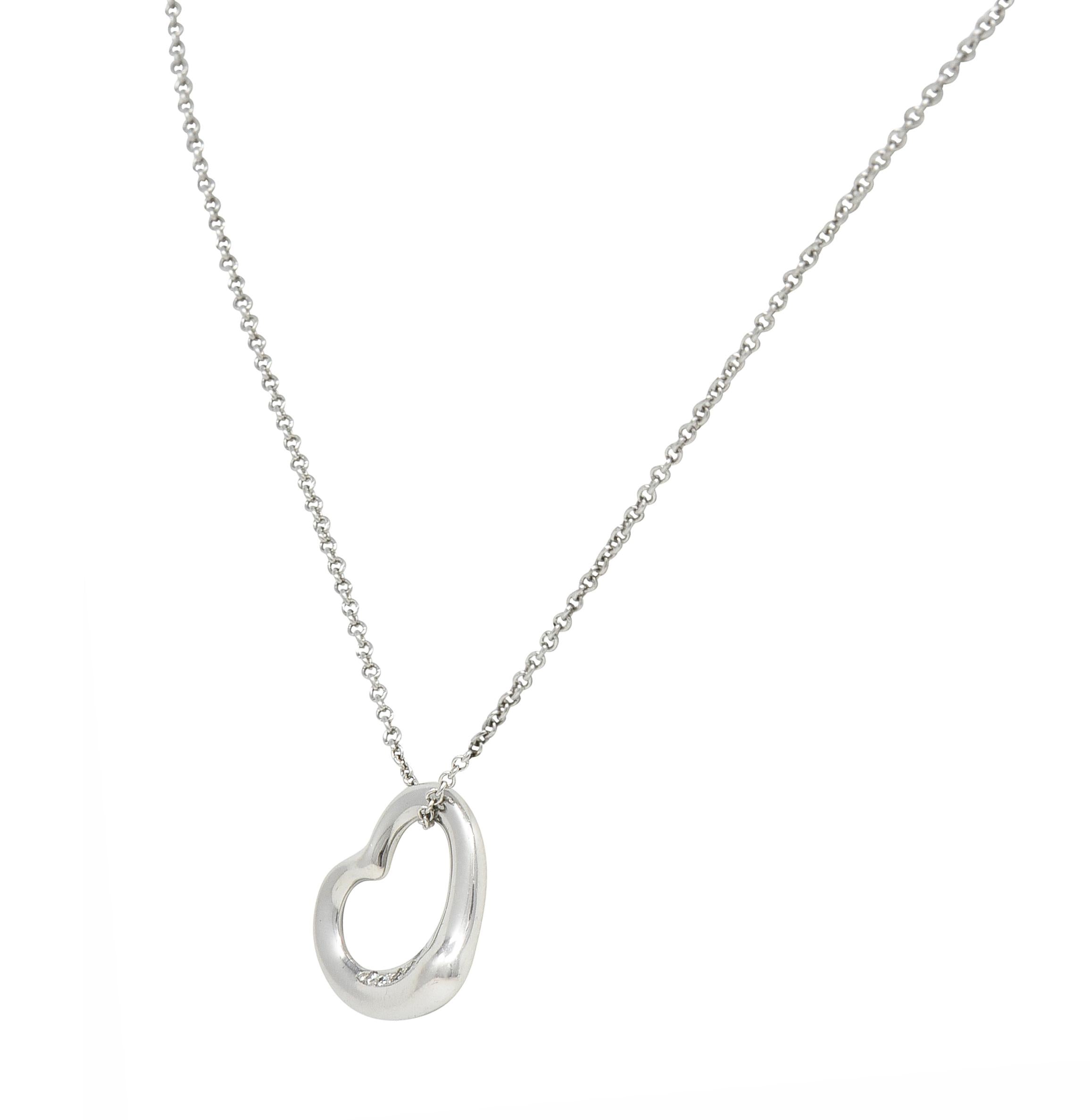 Elsa Peretti Tiffany & Co. Diamond Platinum Open Heart Pendant Necklace