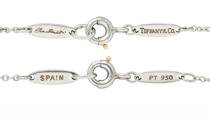 Elsa Peretti Tiffany & Co. Diamond Platinum Open Heart Pendant Necklace