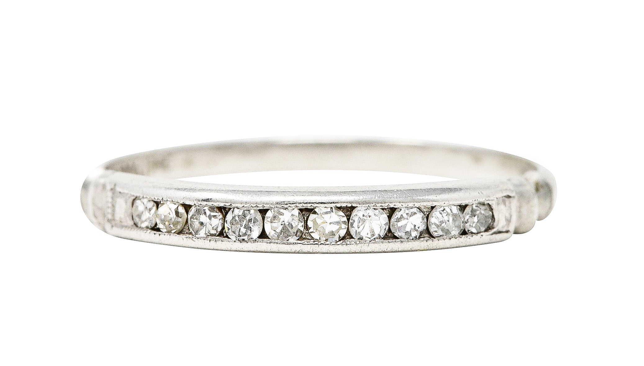 Art Deco 0.25 CTW Diamond Platinum Channel Wedding Band Ring Wilson's Estate Jewelry